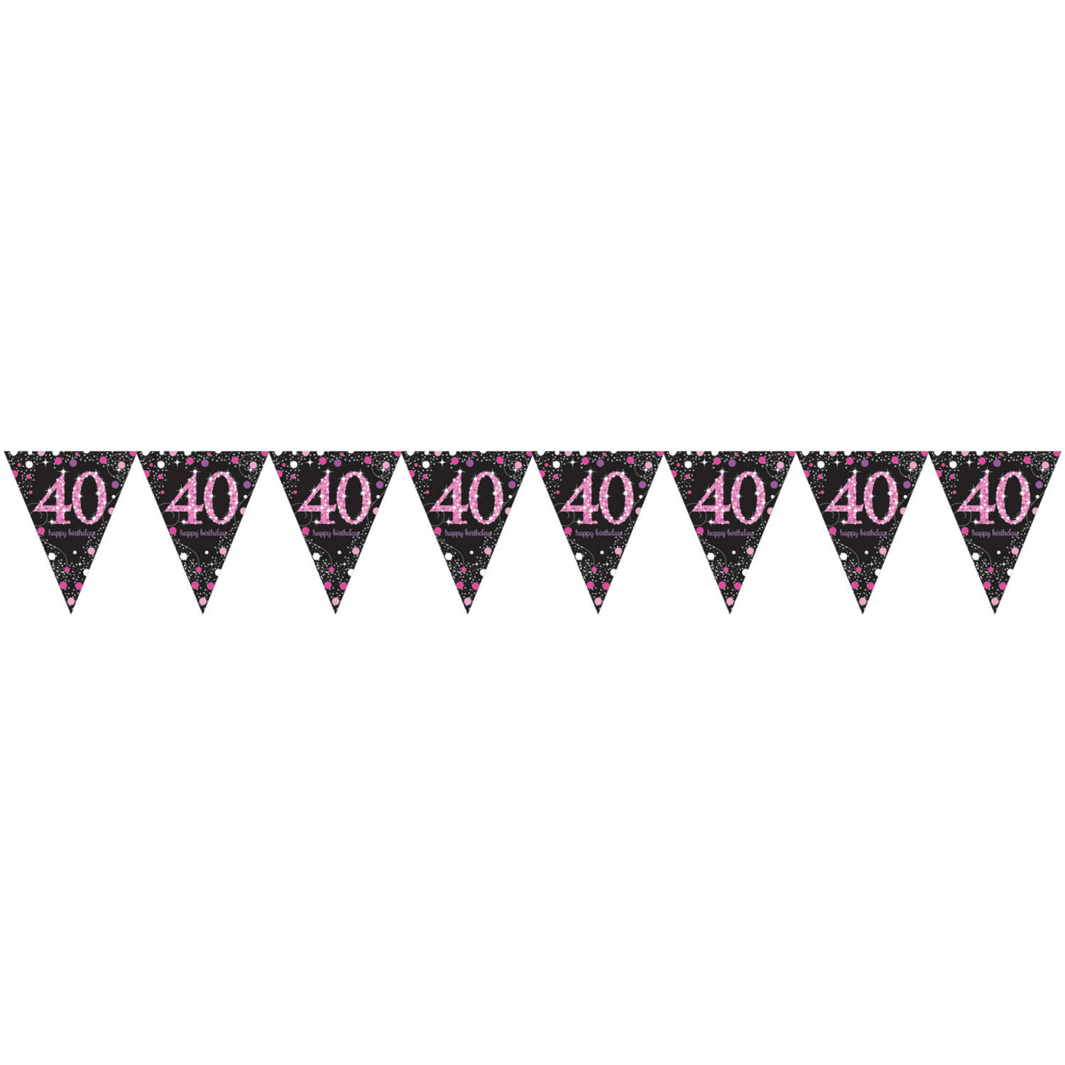Pennant Banner 40 Sparkling Celebrations Pink Foil 396.2 x 21.5 cm