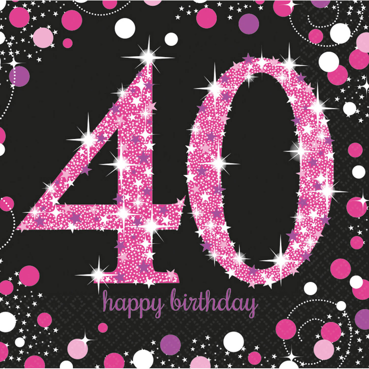 16 Napkins 40 Sparkling Celebration - Pink 33 x 33 cm