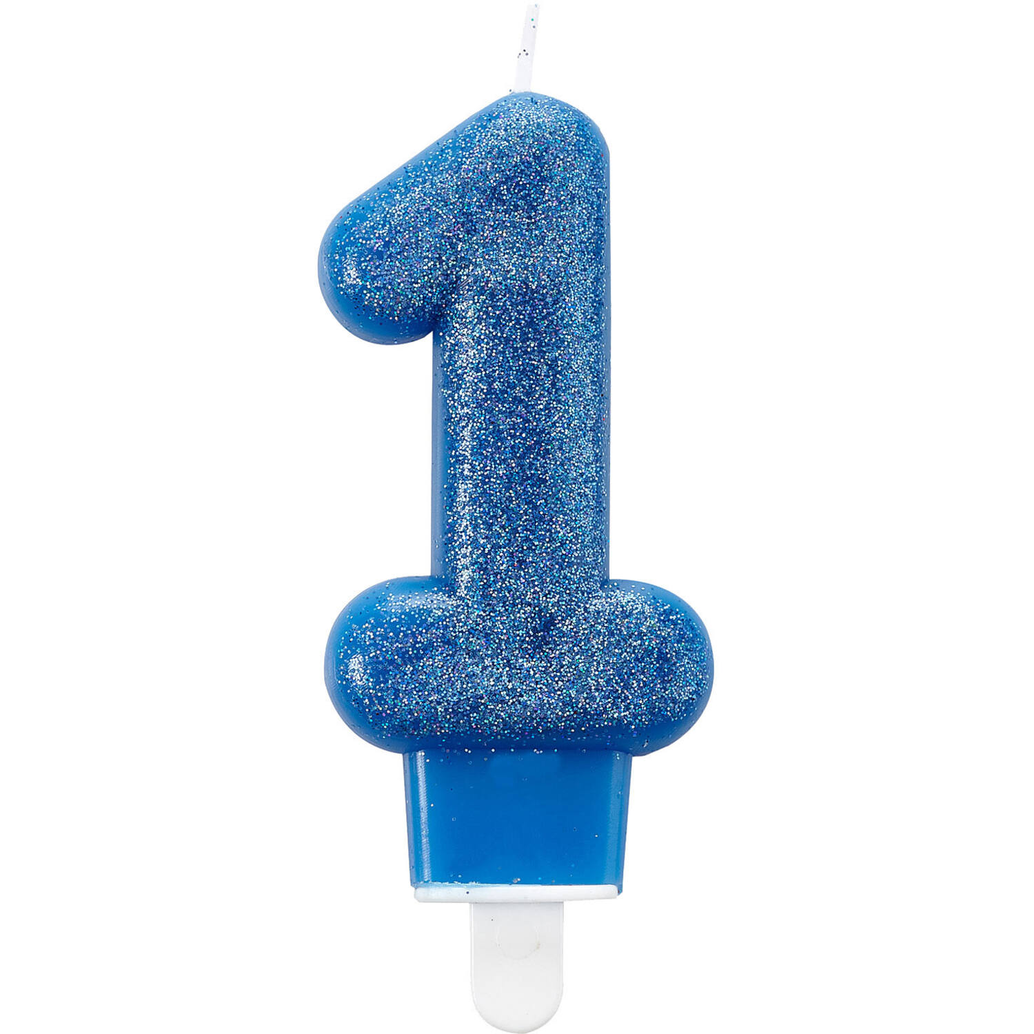 Number Candle 1 Glitter Blue Height 7.6 cm