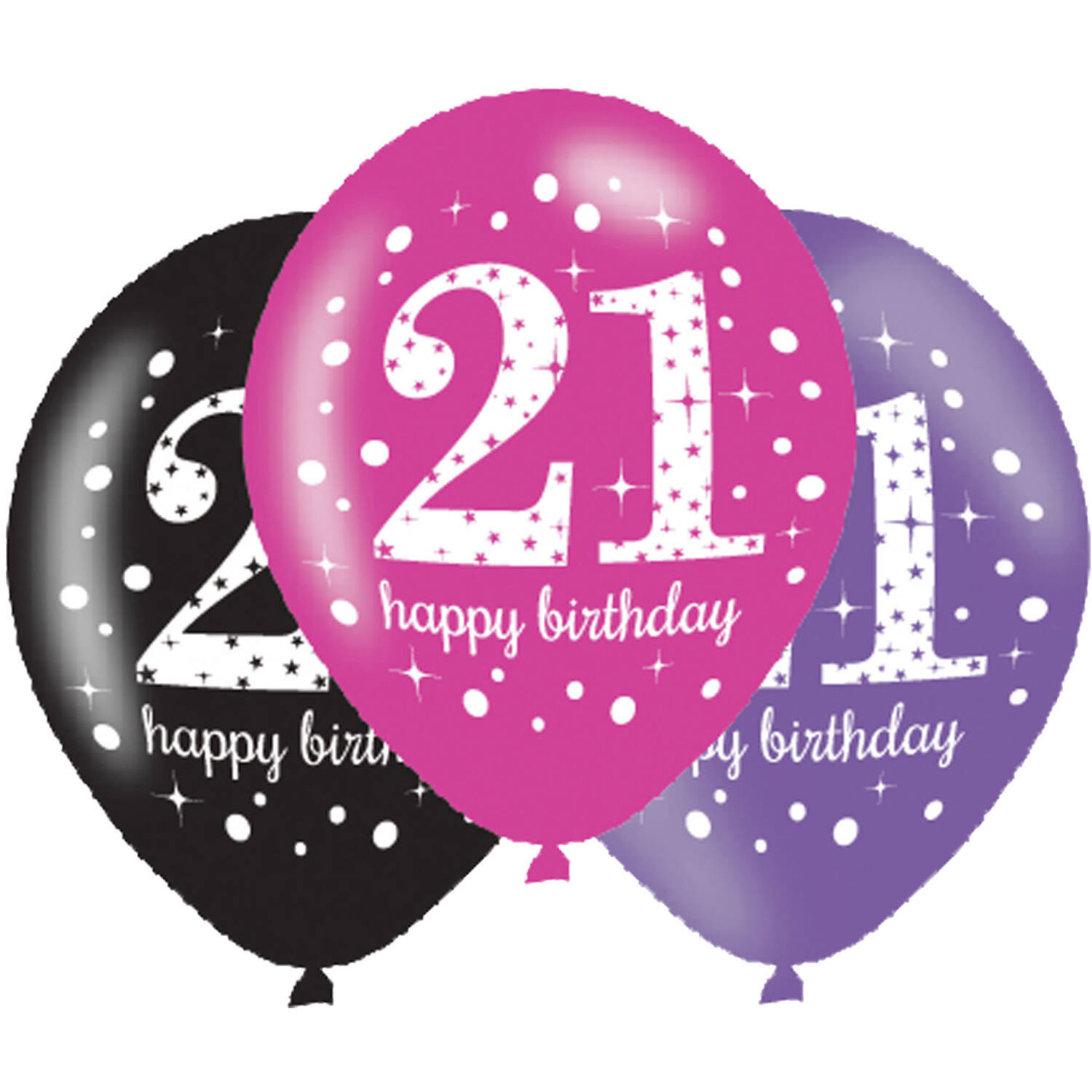 6 Latex Balloons Pink Celebration Age 21 27.5 cm / 11"