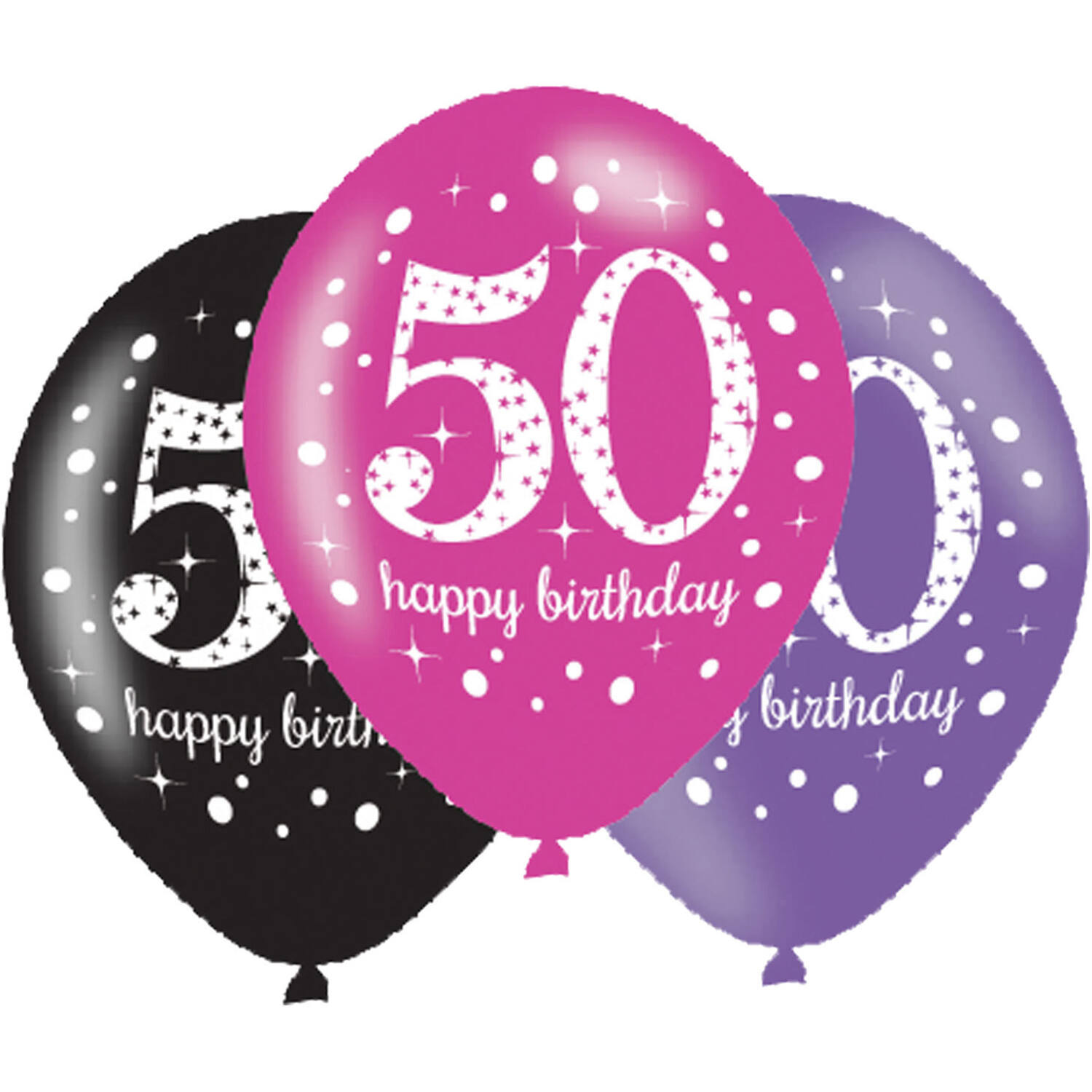 6 Latex Balloons Pink Celebration Age 50 27.5 cm / 11"