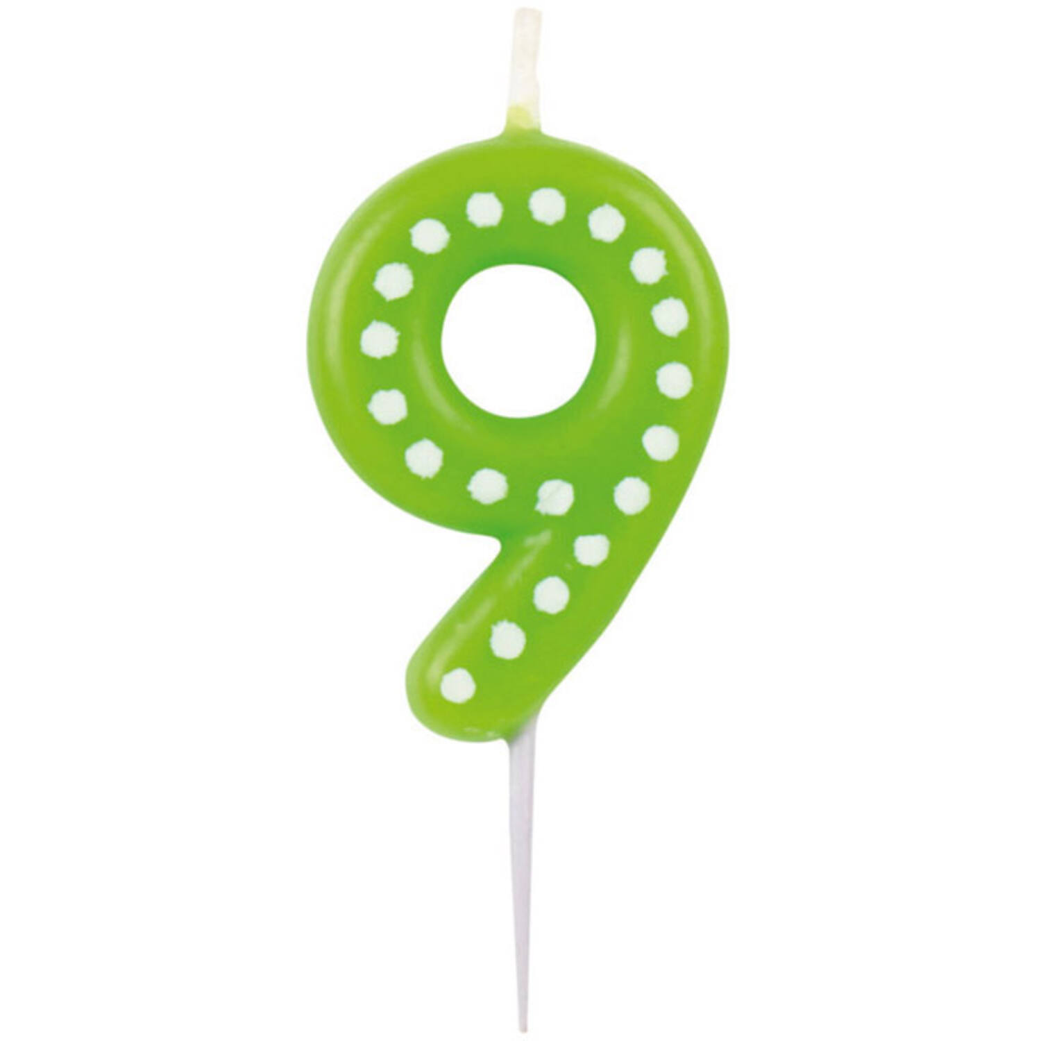 Numeral Candle 9 Dots & Stripes Height 6.5 cm