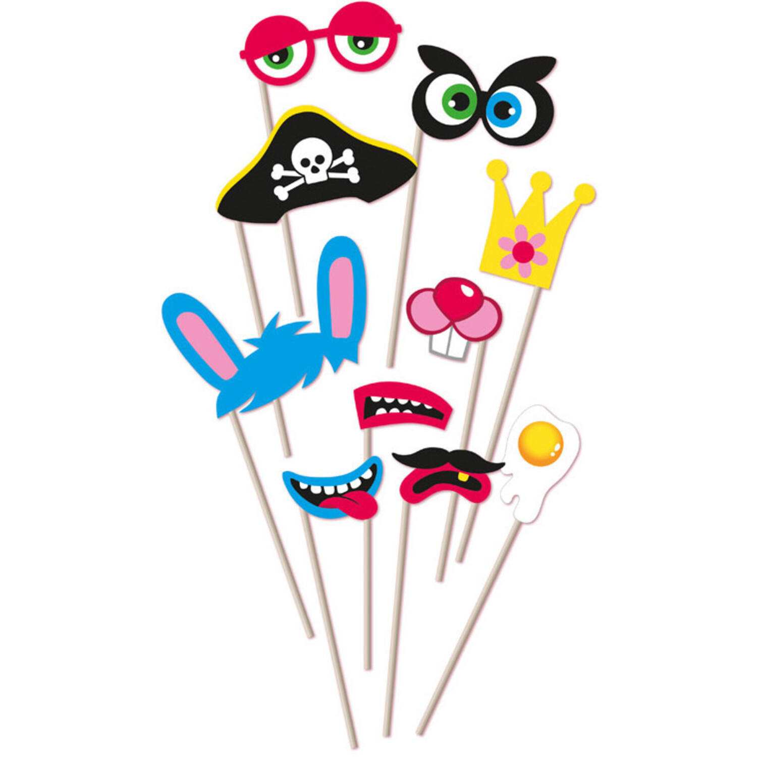 Photo Booth Kit Fun Paper / Wood 10 Pieces 26 x 15.9 cm
