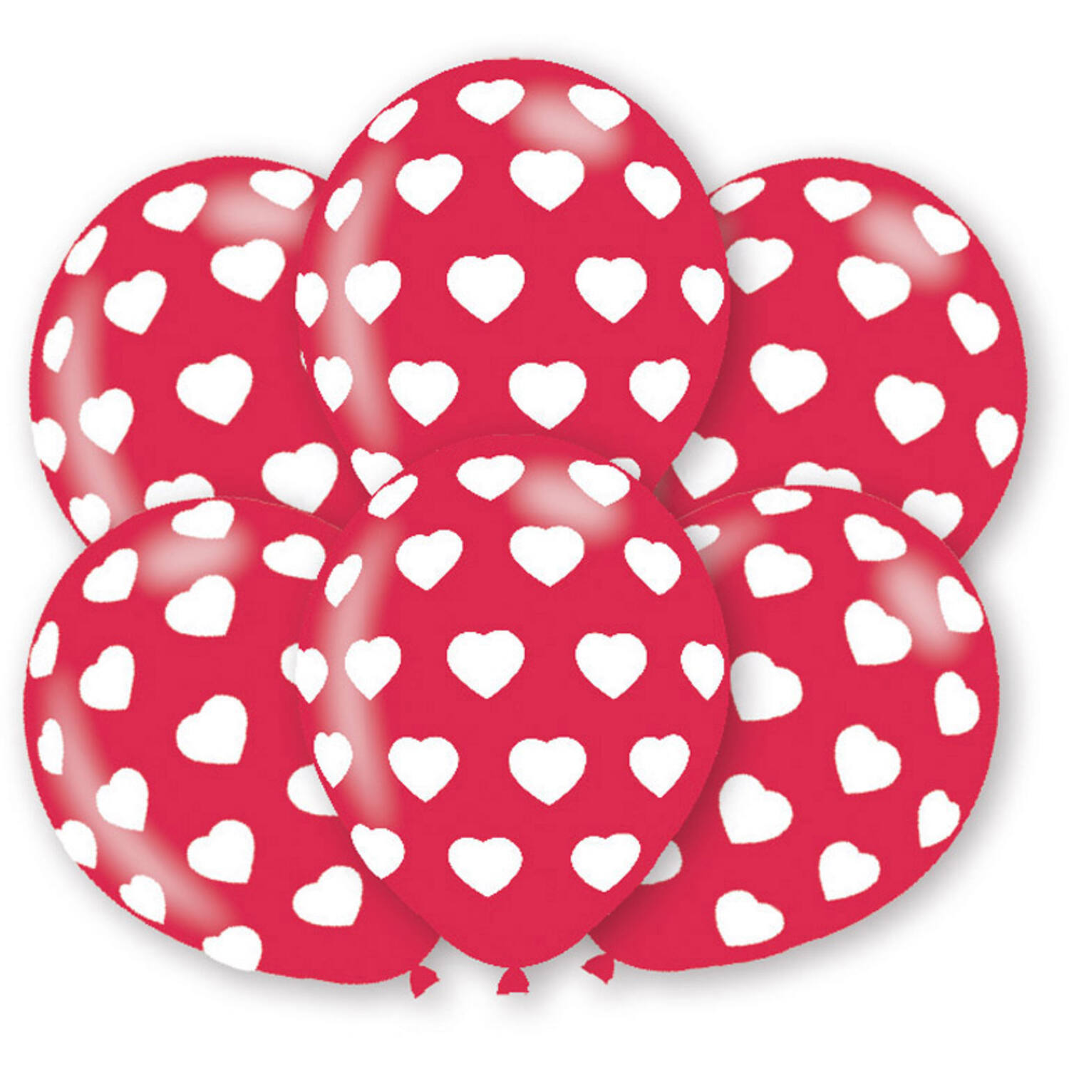 6 Latex Balloons Hearts 27.5 cm / 11"