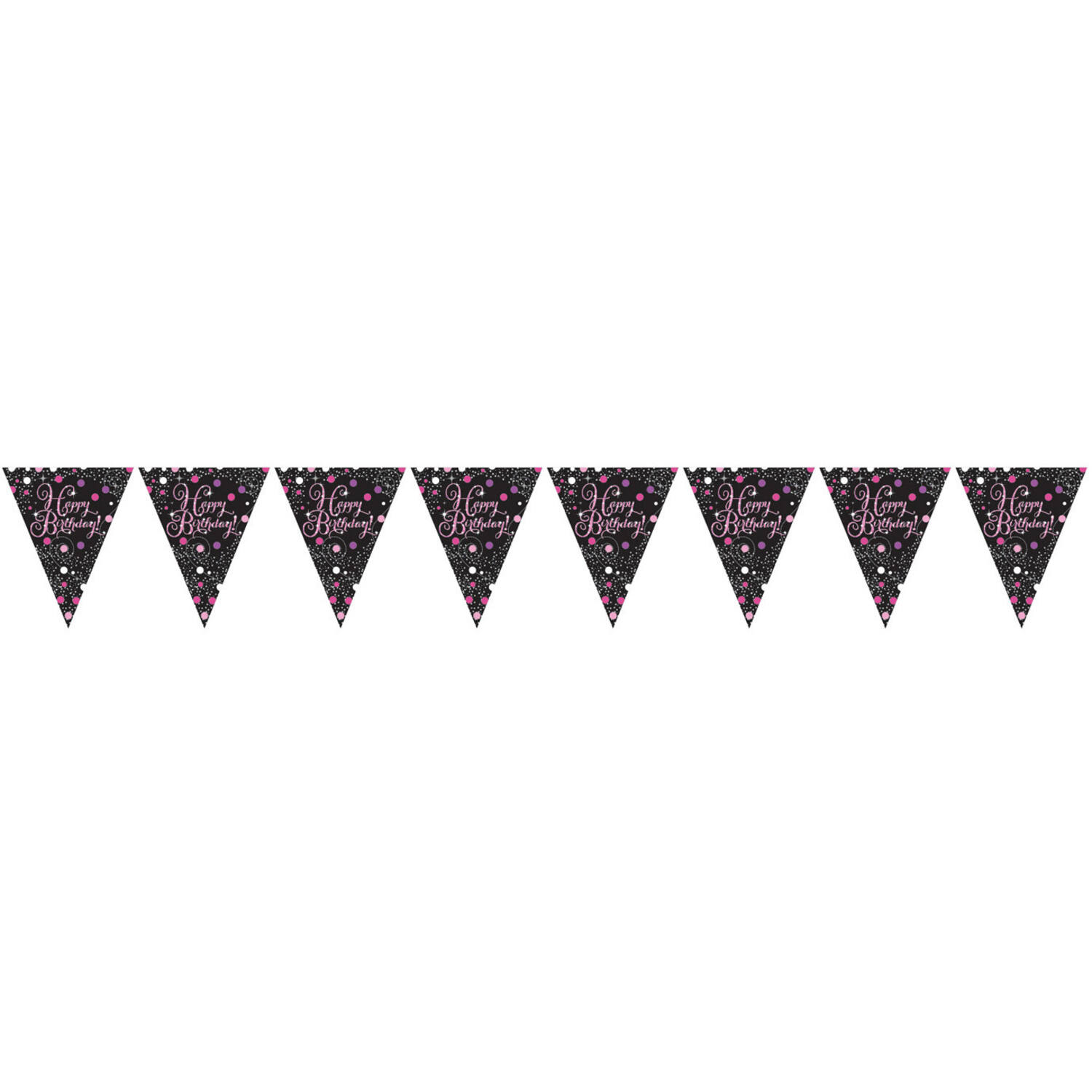 Pennant Banner Sparkling Celebrations Pink Happy Birthday Foil 396.2 x 21.5 cm