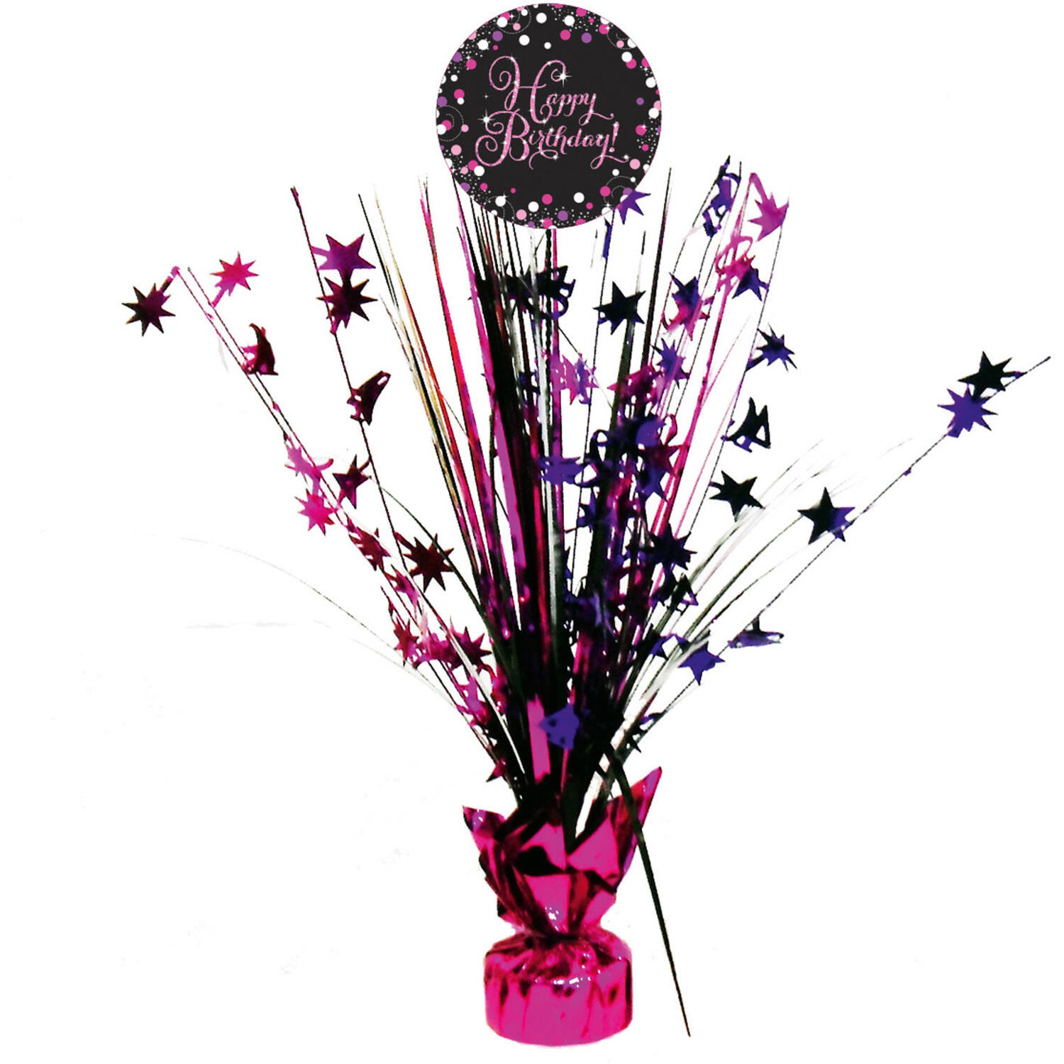 Spray Centrepiece Sparkling Celebration - Pink Happy Birthday Foil / Paper 45.7 cm