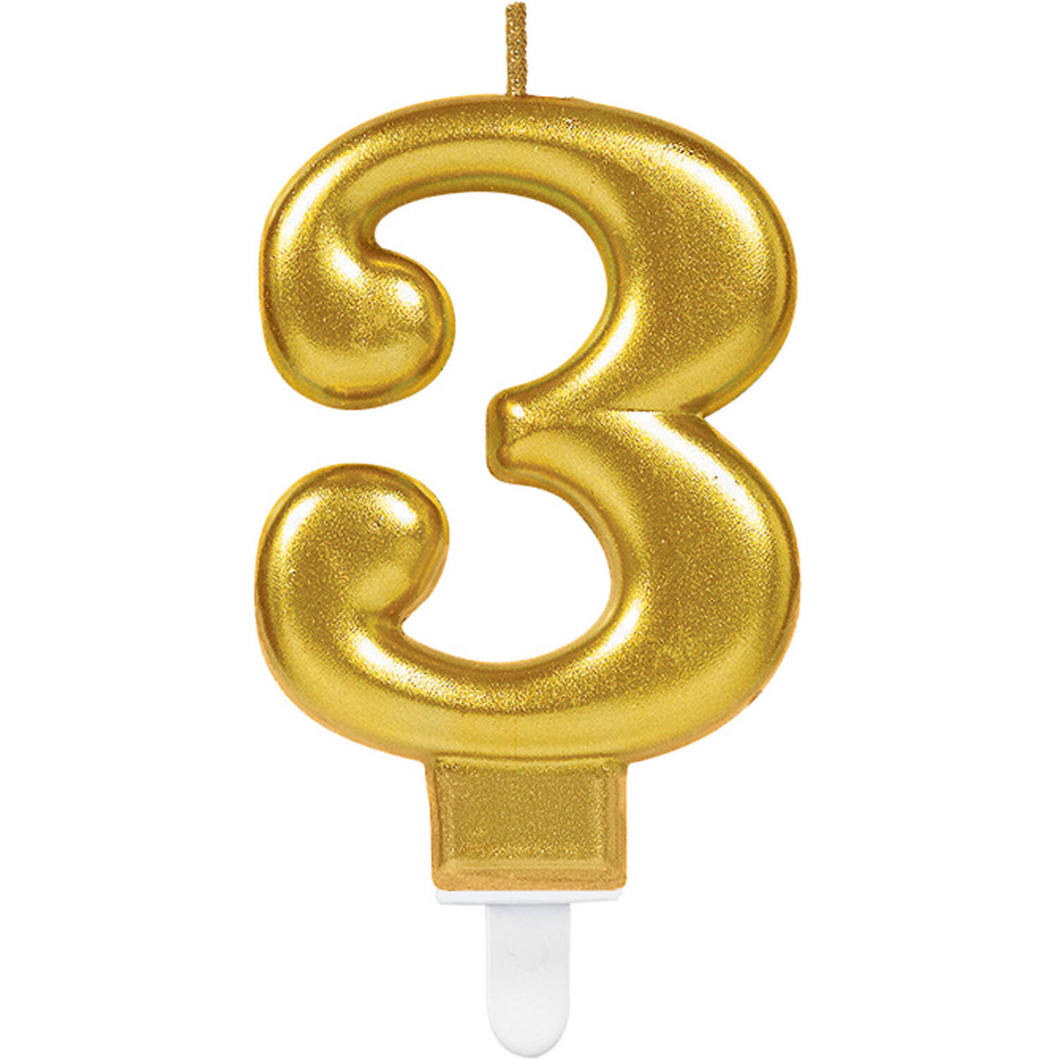 Number Candle 3 Sparkling Celebrations Gold Height 9.3 cm