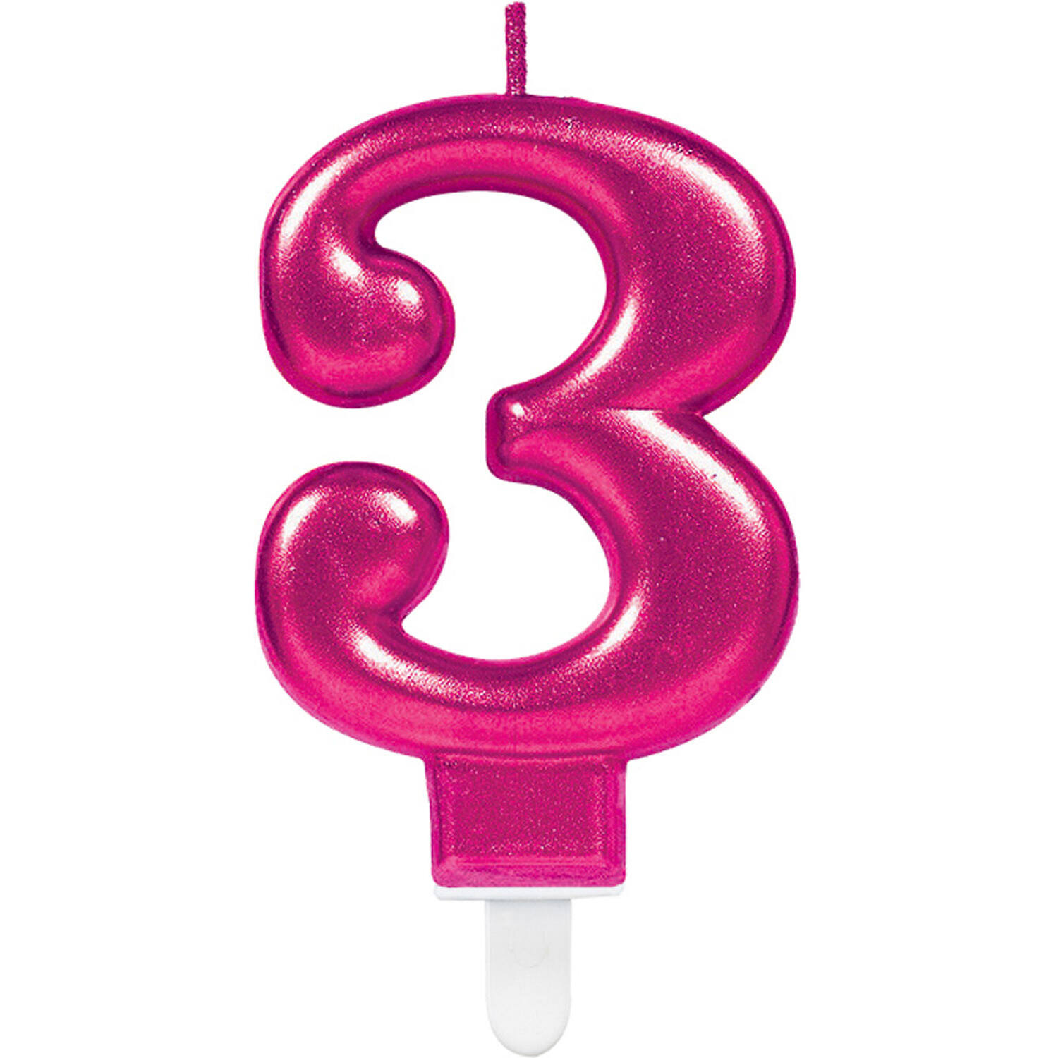 Number Candle 3 Sparkling Celebrations Pink Height 9.3 cm