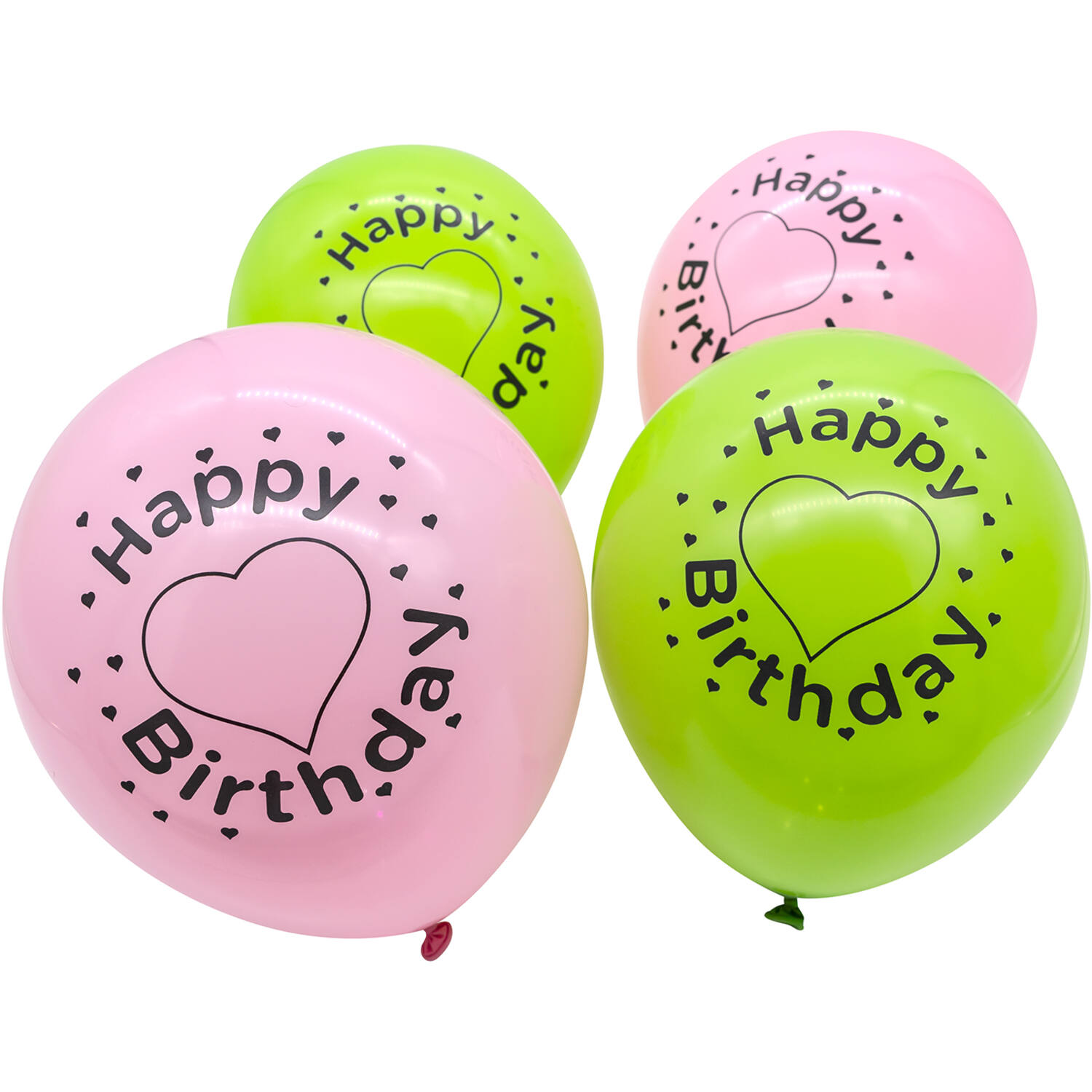 4 Latex Balloons LED Happy Birthday Heart 27.5 cm / 11"