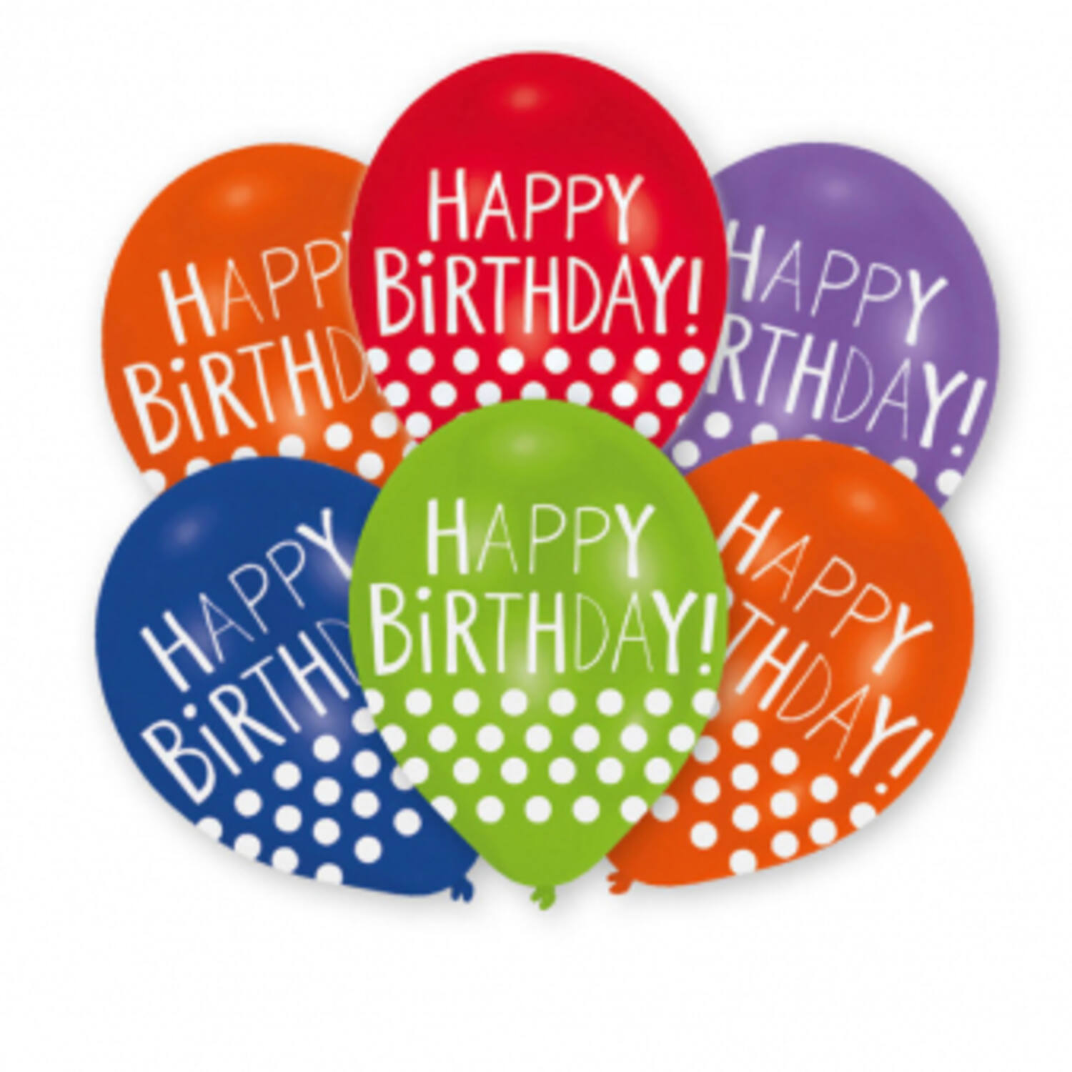 6 Latex Balloons Happy Birthday - Dots 27.5 cm / 11"