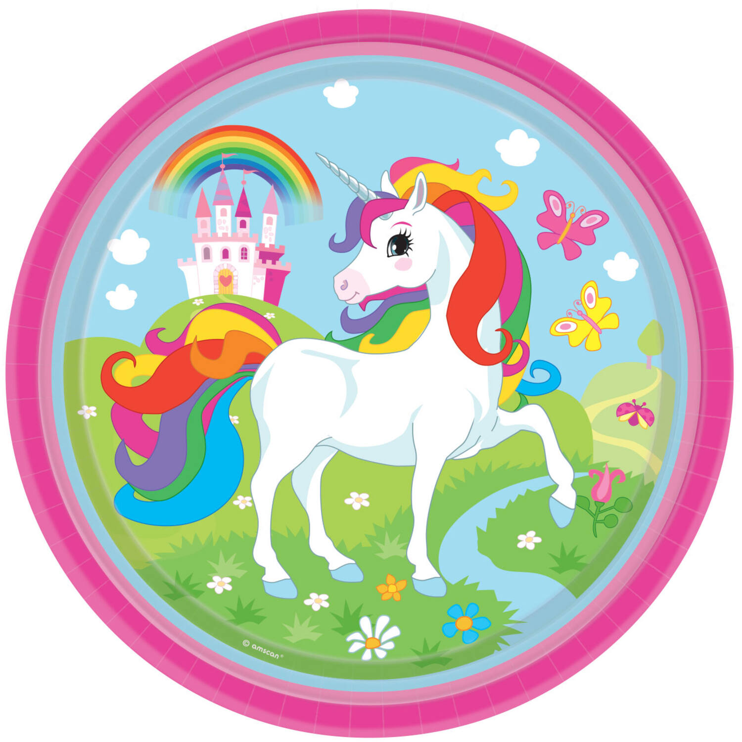 8 Plates Unicorn Round Paper 23 cm