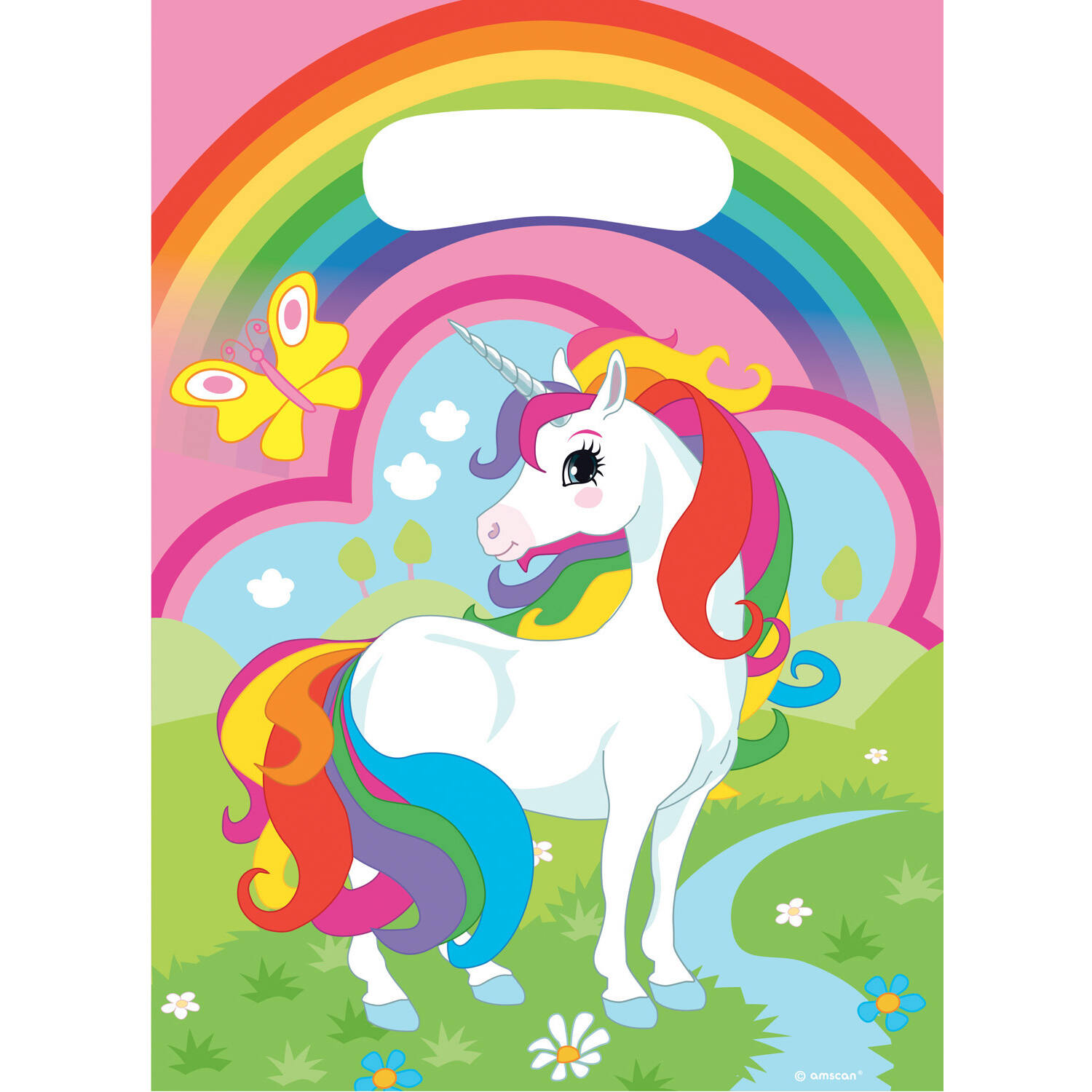 8 Party Bags Unicorn Plastic 23.4 x 16.2 cm