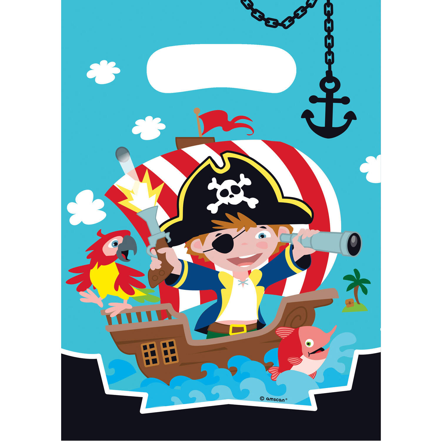8 Party Bags Pirate Plastic 23.4 x 16.2 cm