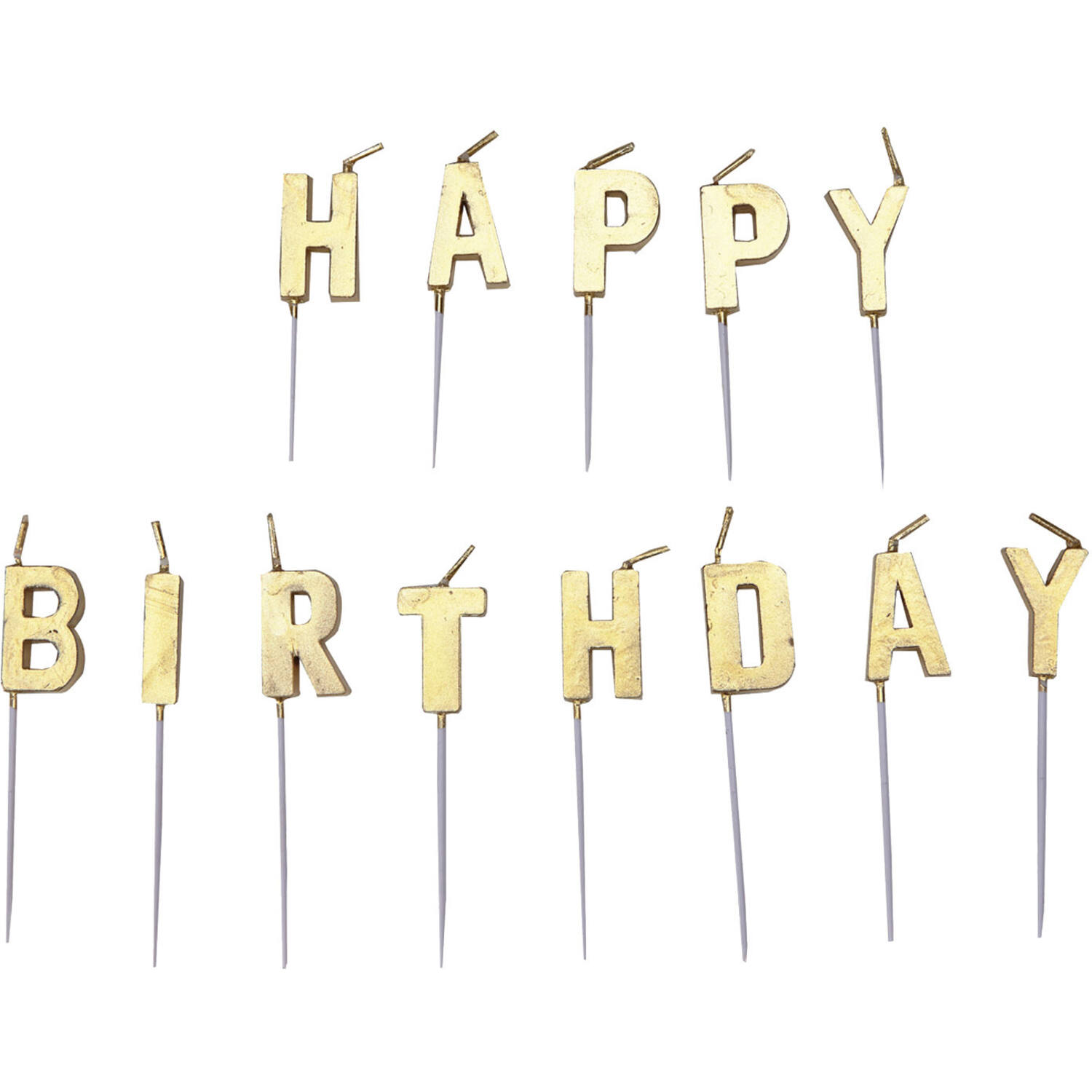 13 Letter Candles Happy Birthday Gold Height 6 / 7.7 cm