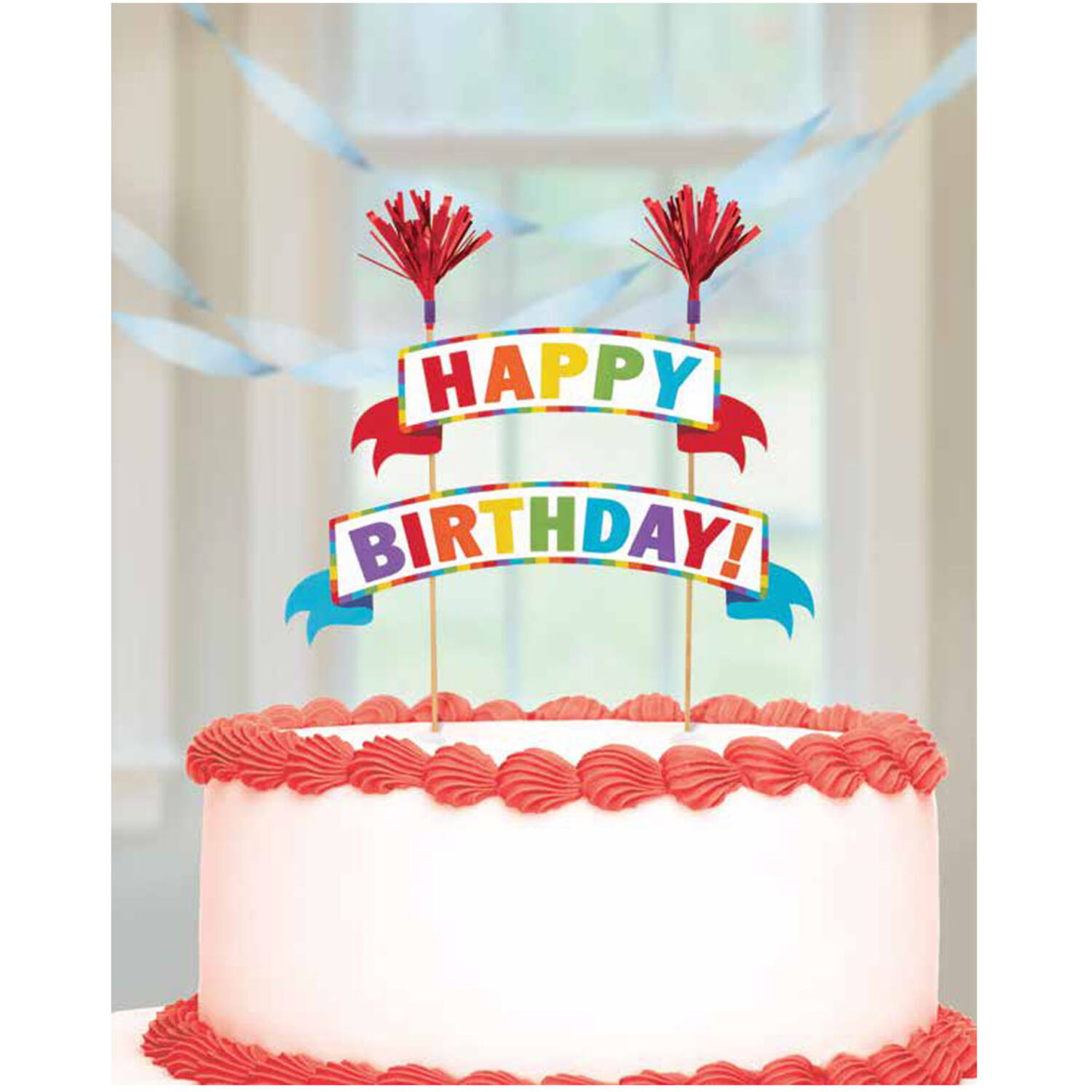 Cake Decoration Pennant Banner Paper / Wood Rainbow 15 x 20 cm