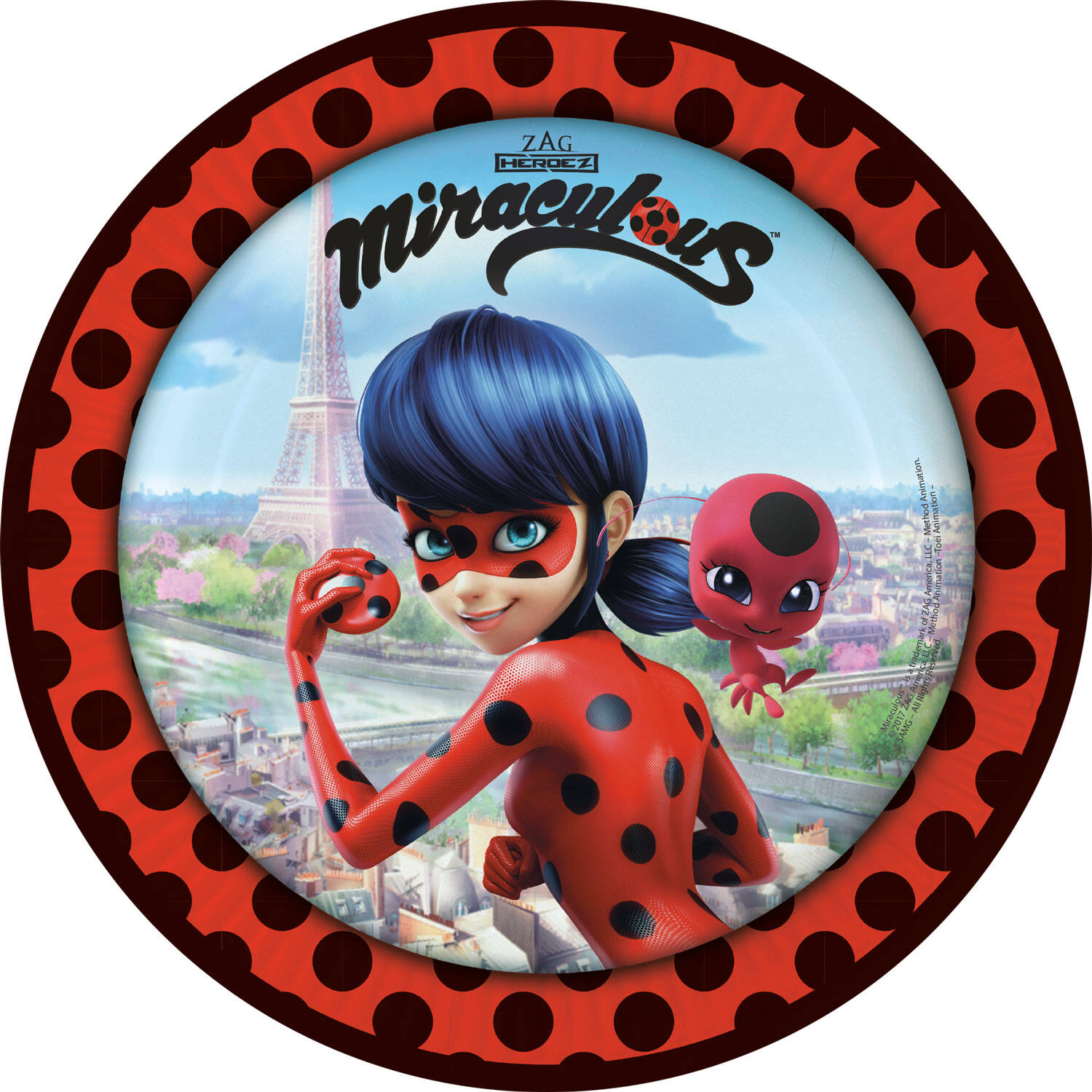 8 Plates Miraculous Round Paper 23 cm