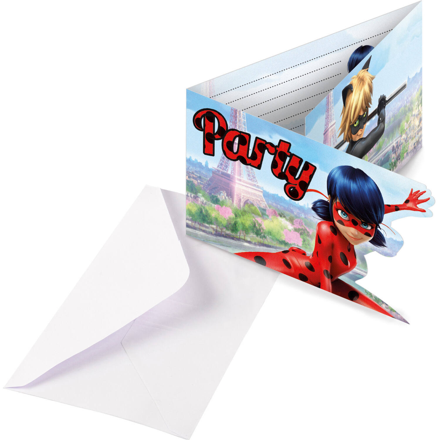 8 Invitations & Envelopes Miraculous Paper 8 x 14 cm