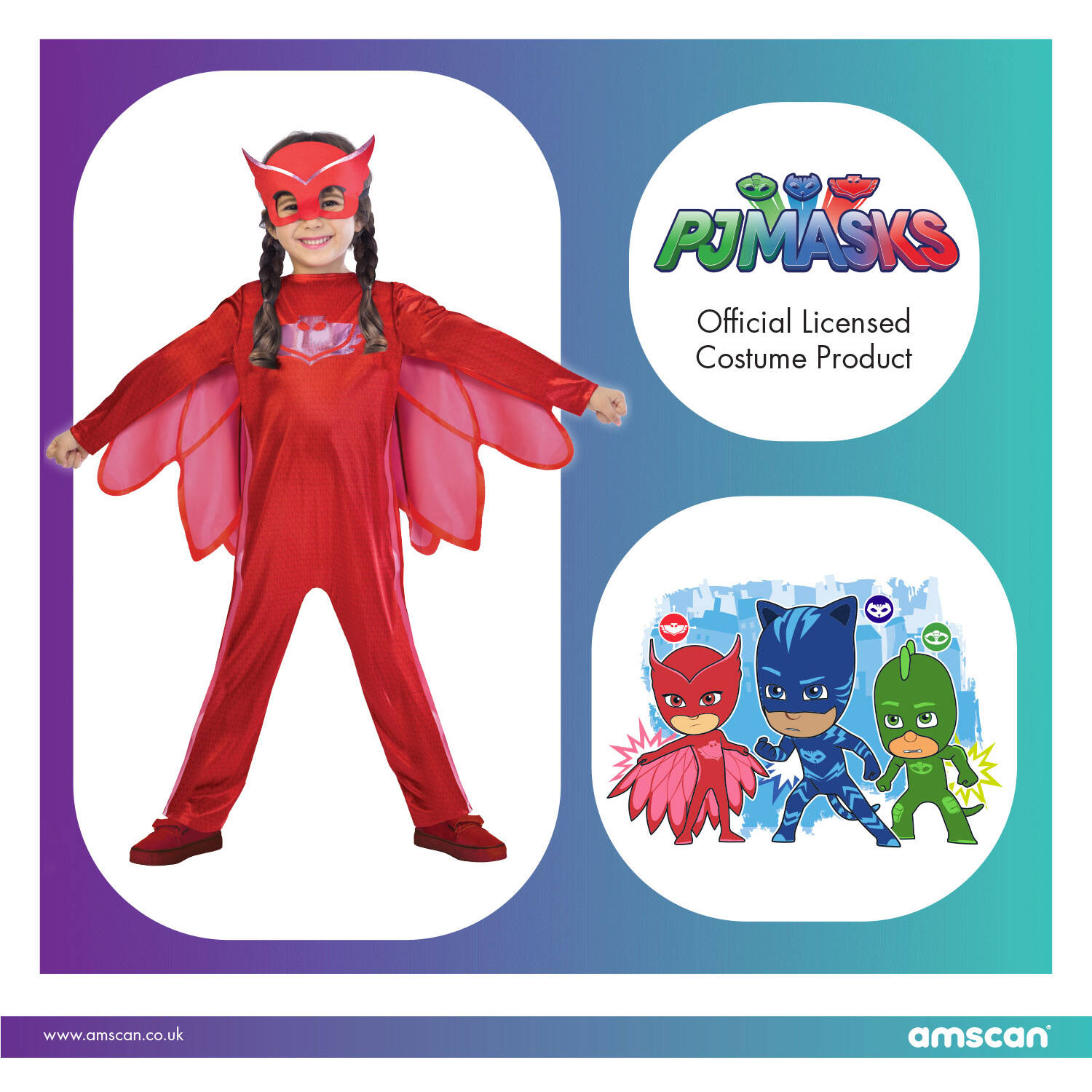 Child Costume PJ Masks Owlette Good Age 5 - 6 Years
