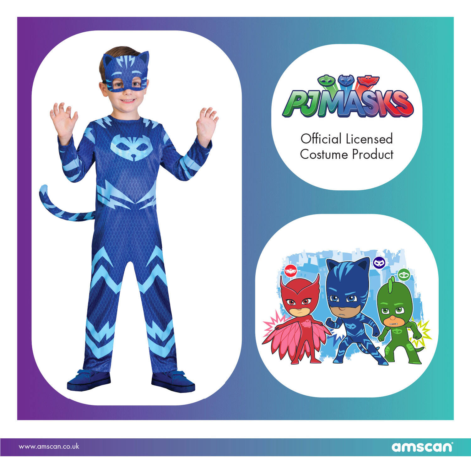 Child Costume PJ Masks Good Catboy Age 3 - 4 Years