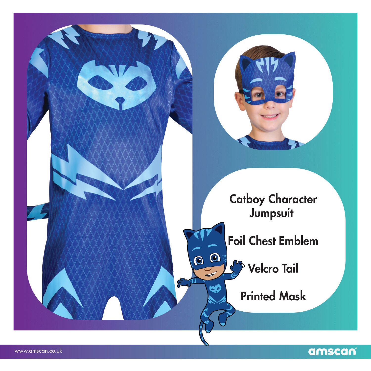 Child Costume PJ Masks Catboy Good Age 7 - 8 Years