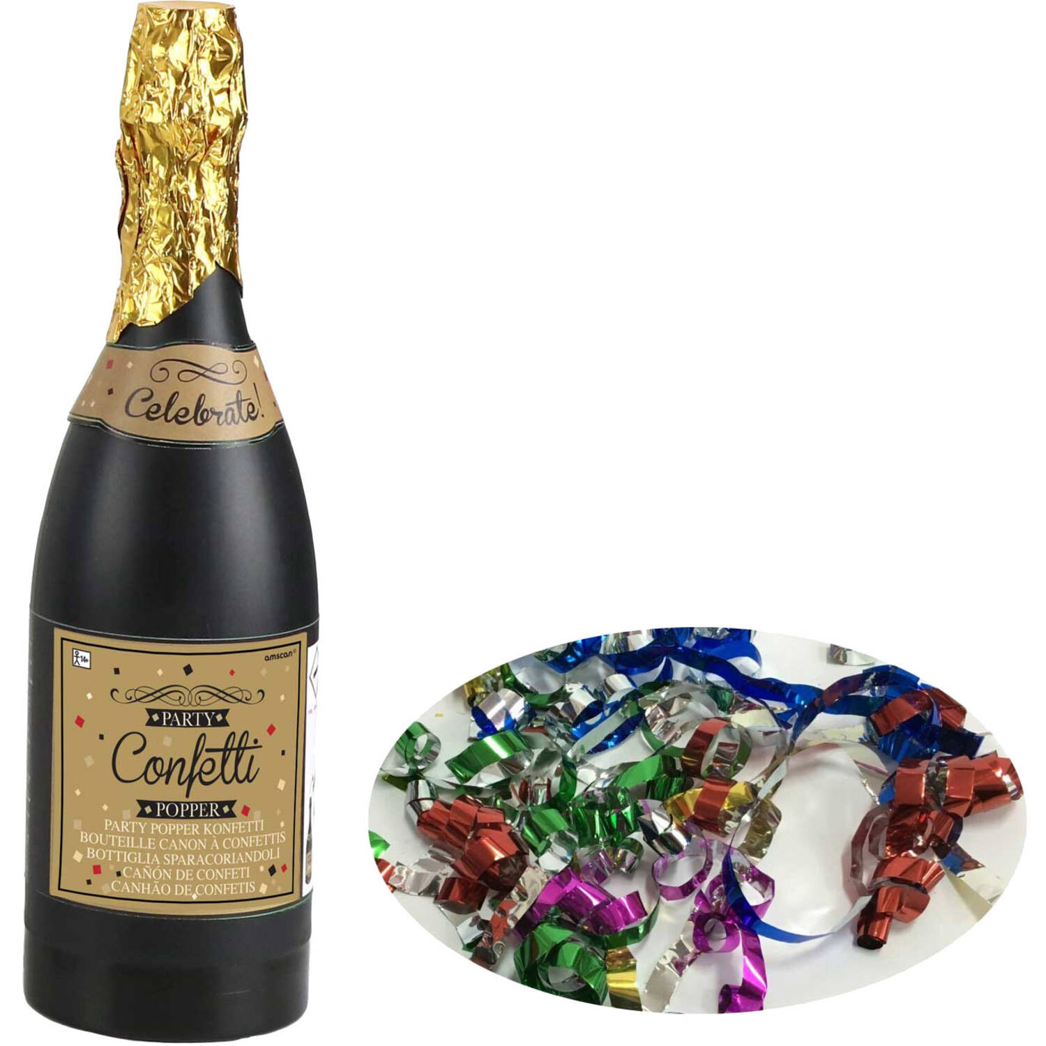 Confetti Cannon Bottle Paper /Plastic / Foil 33 x 9 cm