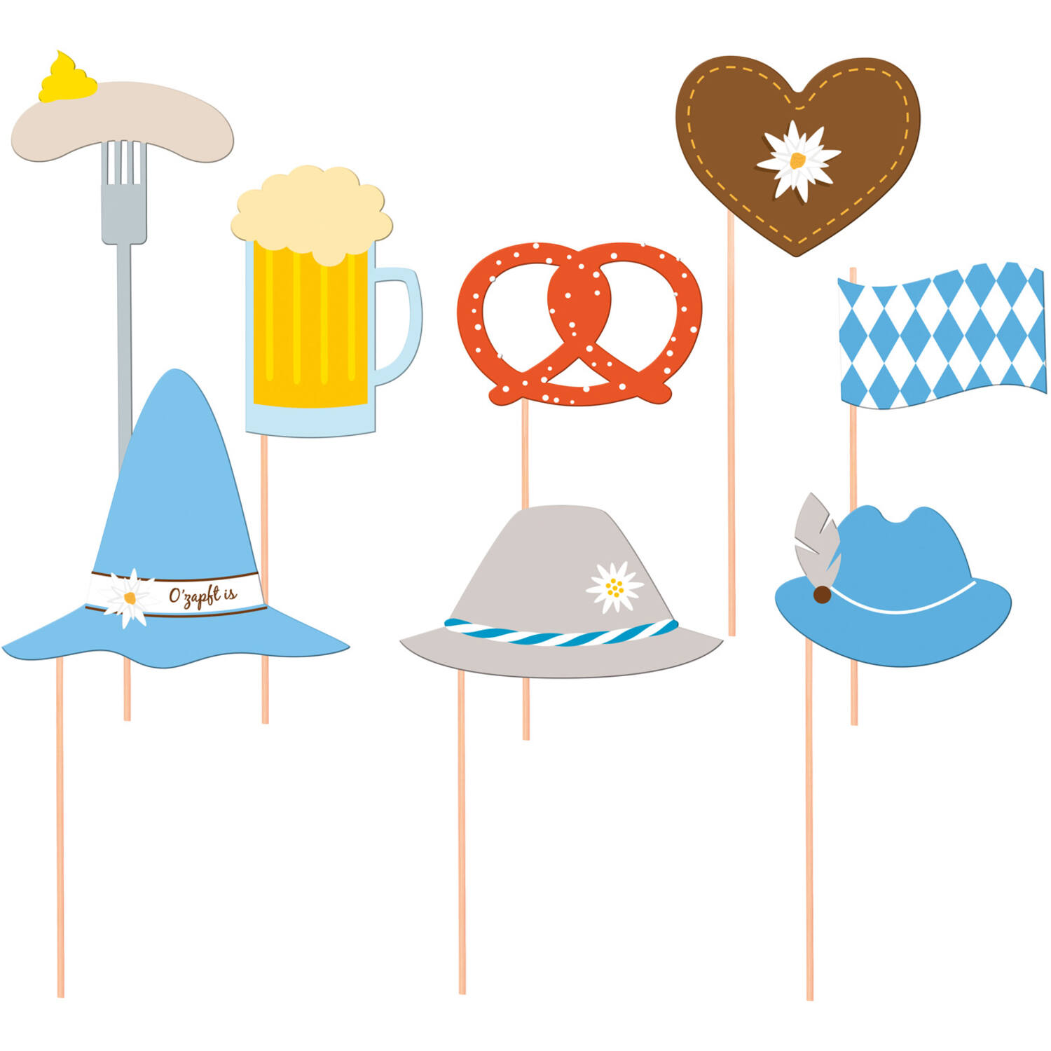 Photo Booth Kit Bierfest Paper / Wood 10 Pieces 28.5 x 15.3 cm