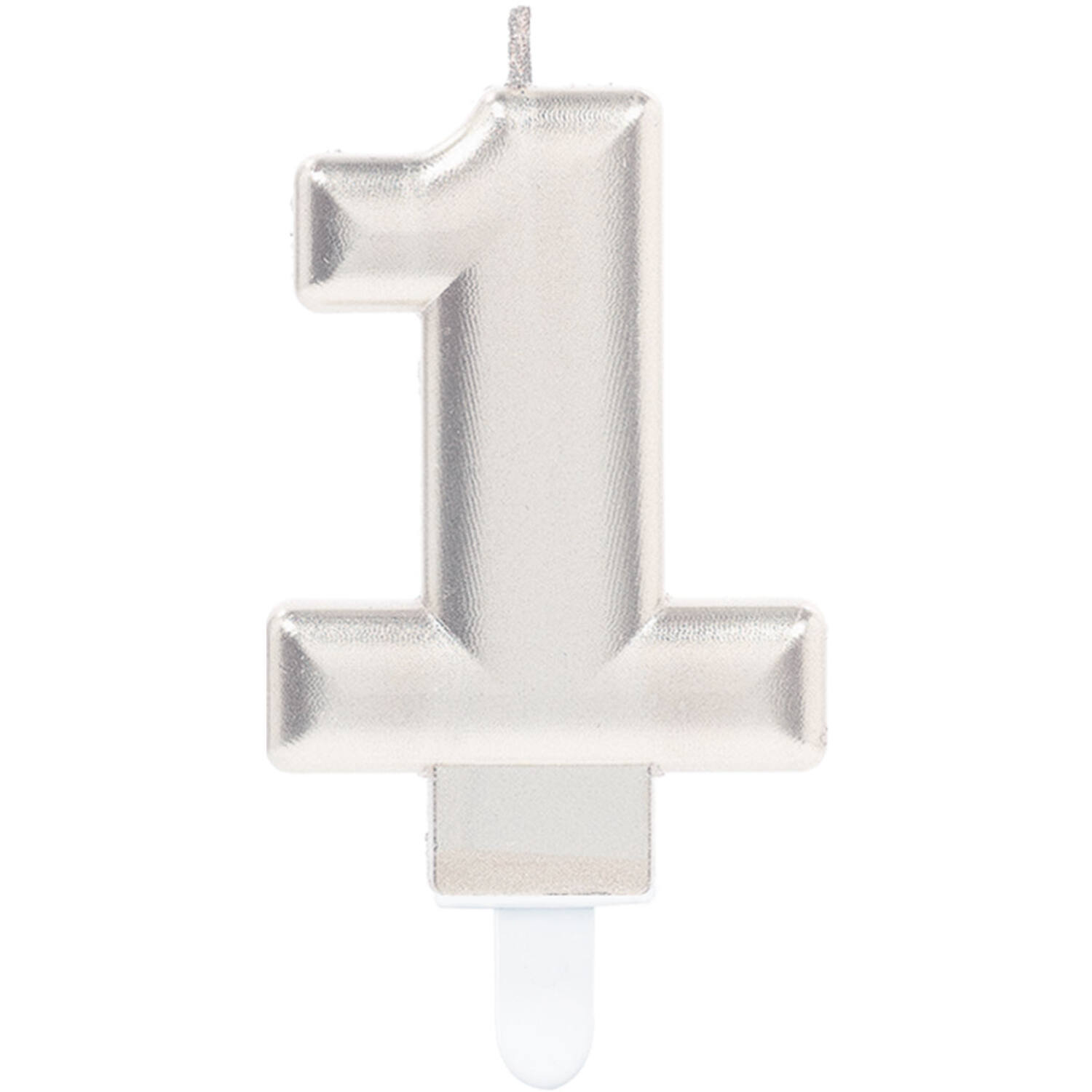 Number Candle 1 Sparkling Celebrations with Holder Silver Wax / Plastic Height 9.3 cm
