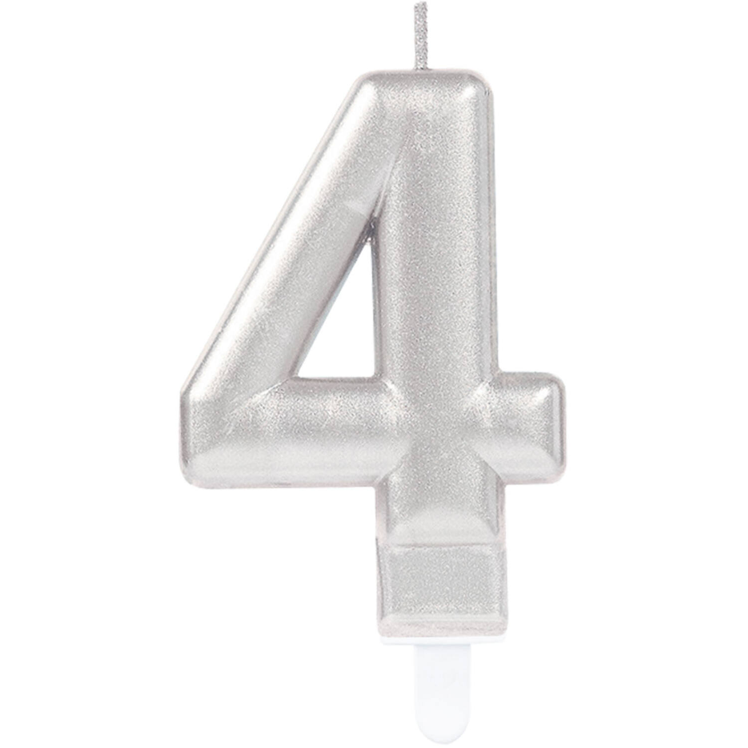 Number Candle 4 Sparkling Celebrations with Holder Silver Wax / Plastic Height 9.3 cm