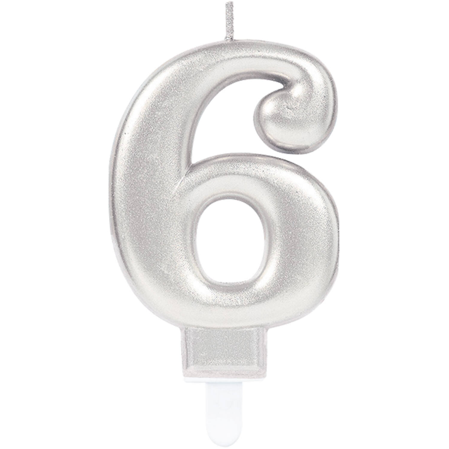 Number Candle 6 Sparkling Celebrations with Holder Silver Wax / Plastic Height 9.3 cm