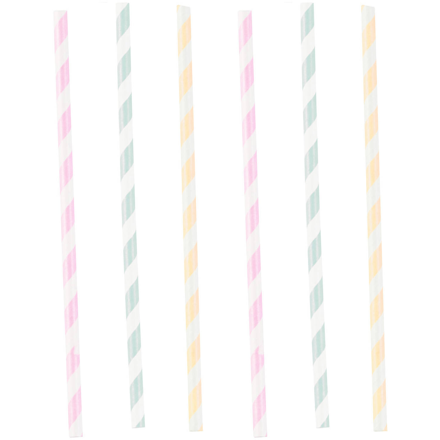 12 Drinking Straws Happy Birthday Pastel Paper 19.7 cm