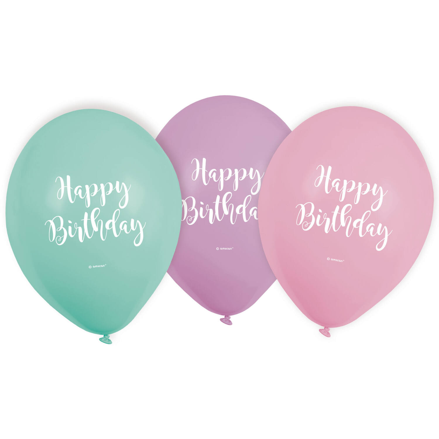 6 Latex Balloons Happy Birthday Pastel 22.8 cm / 9"