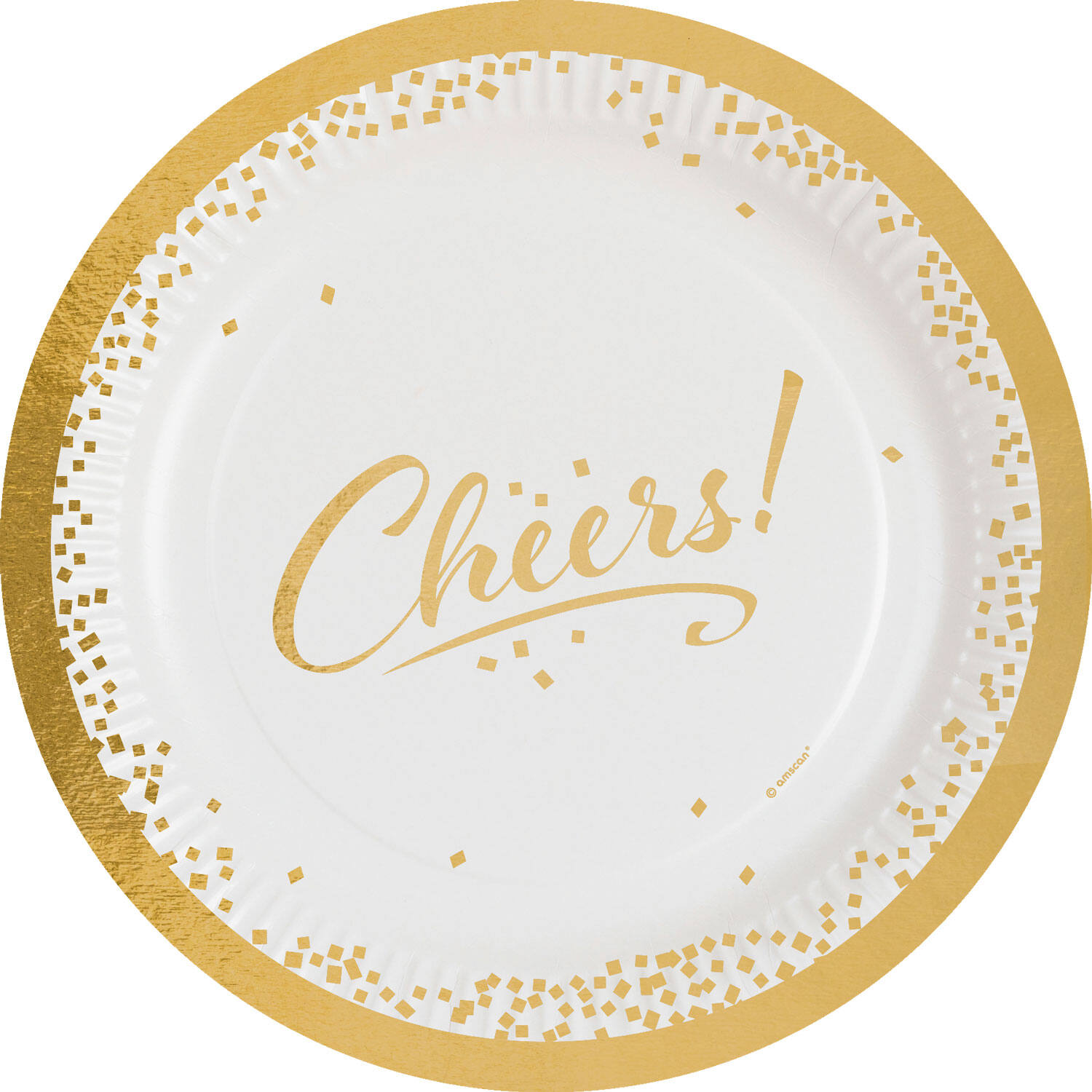 8 Plates Cheers Golden Wishes Round Paper 23 cm