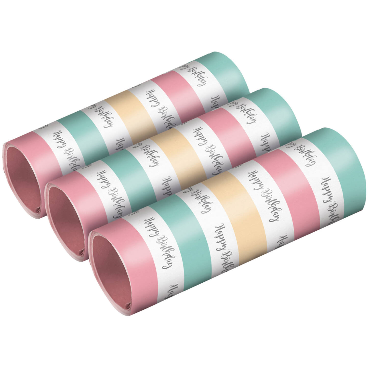 3 Streamers Happy Birthday Pastel 1.4 x 400 cm