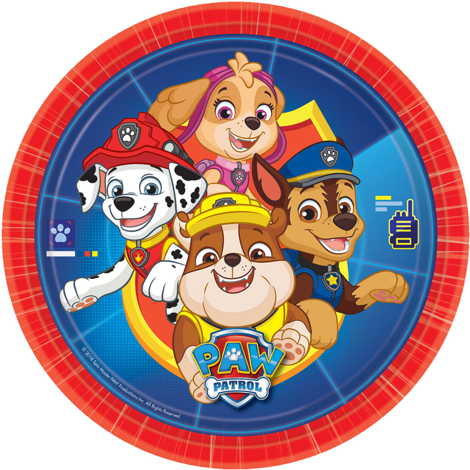 8 Plates Paw Patrol Round Paper 23 cm