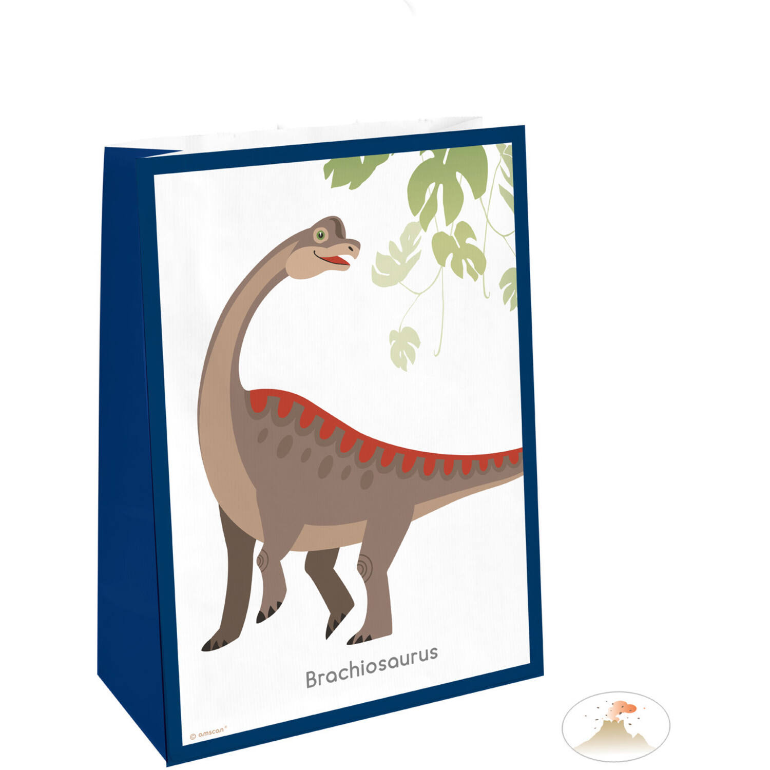 4 Paper Bags with Stickers Happy Dinosaur 14.7 x 21 cm