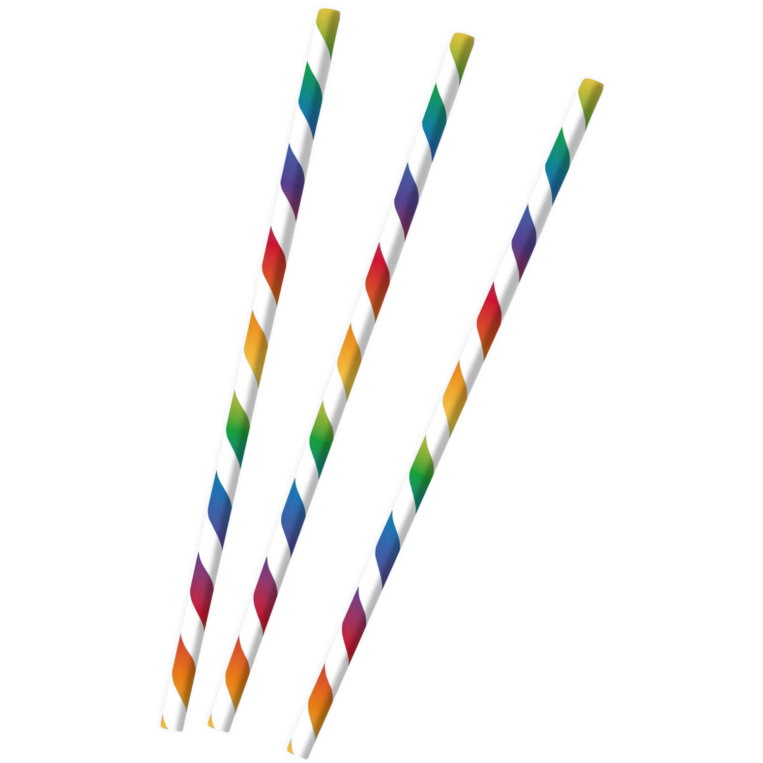 12 Drinking Straws Bright Rainbow Paper 19.7 cm