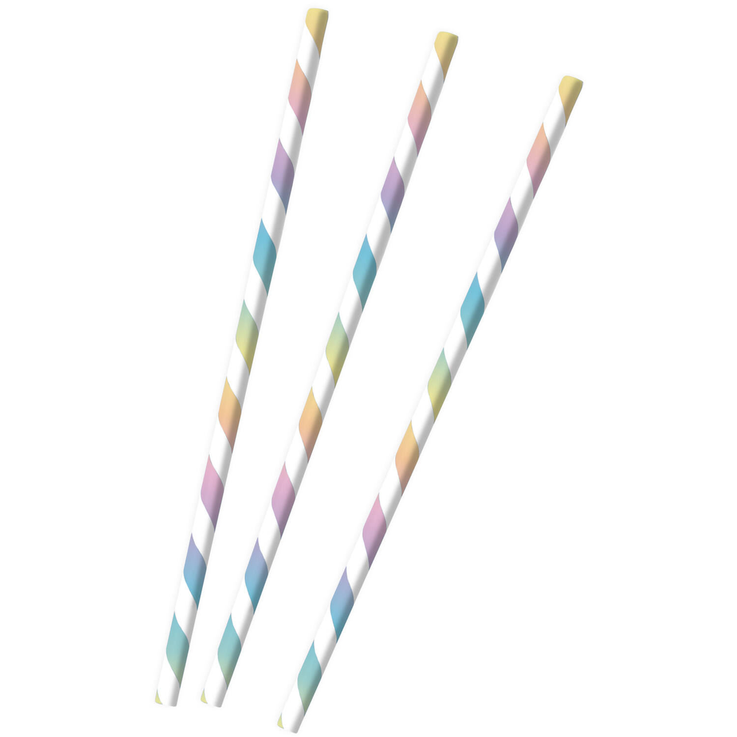12 Drinking Straws Pastel Rainbow Paper 19.7 cm