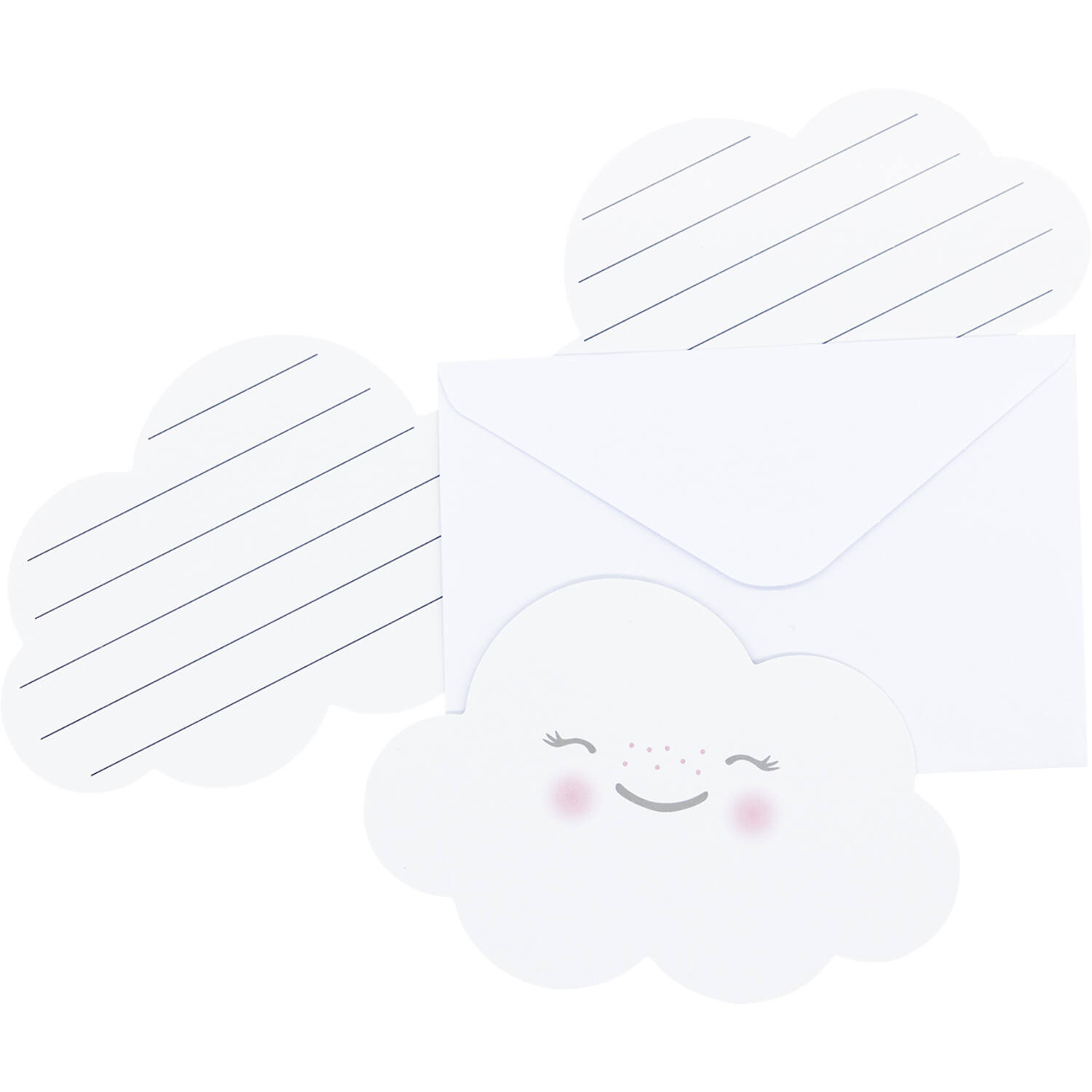 8 Invitations & Envelopes Rainbow & Cloud Paper 8.6 x 12.5 c