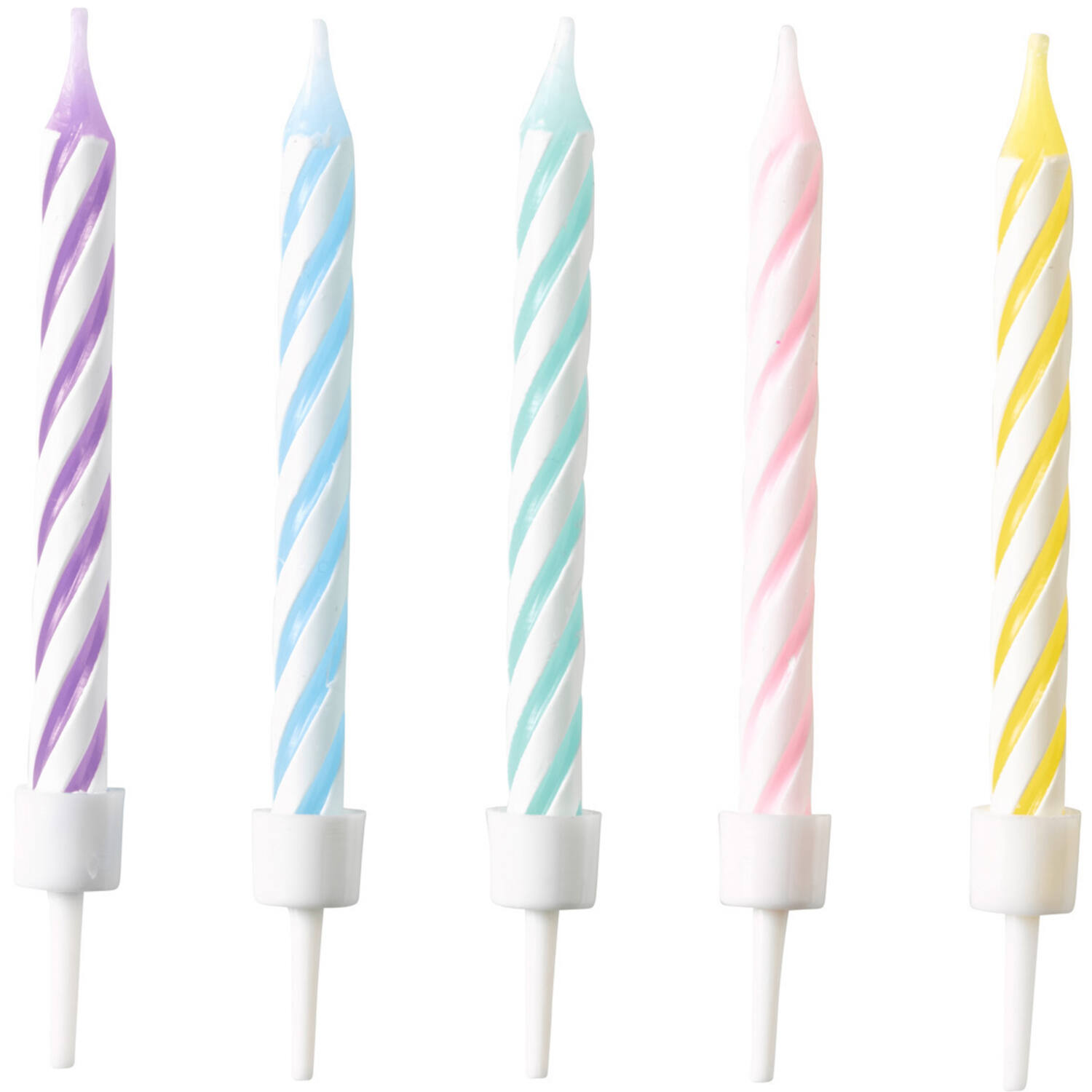 10 Spiral Candles Pastel Rainbow Height 6.3 cm