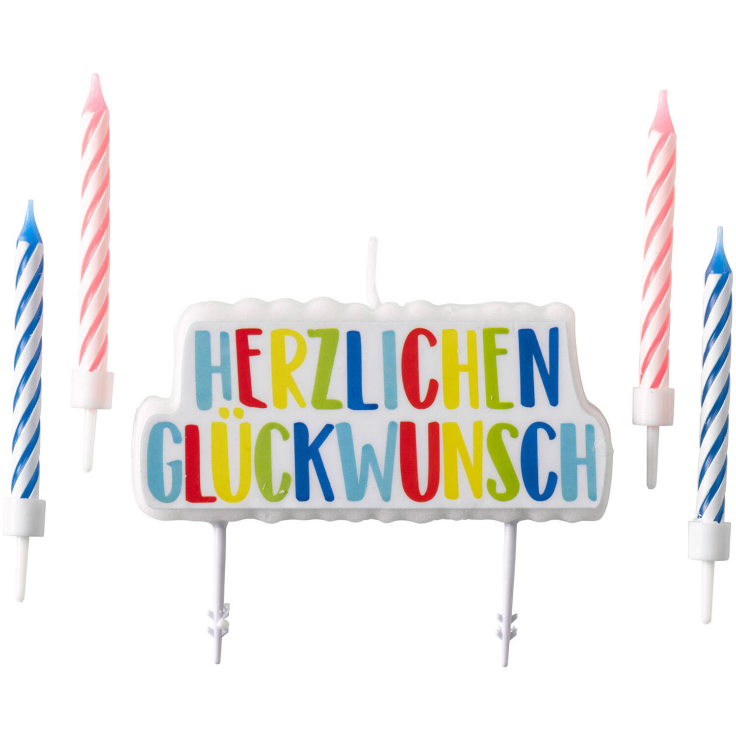 Set of Candles Herzlichen Glückwunsch 5 Pieces Height 6 / 6.3 cm