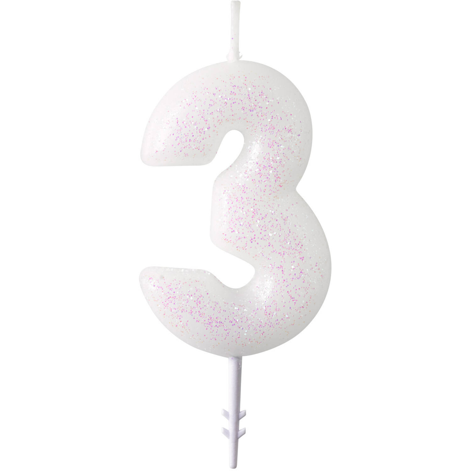 Numeral Candle 3 Glitter Height 6.5 cm