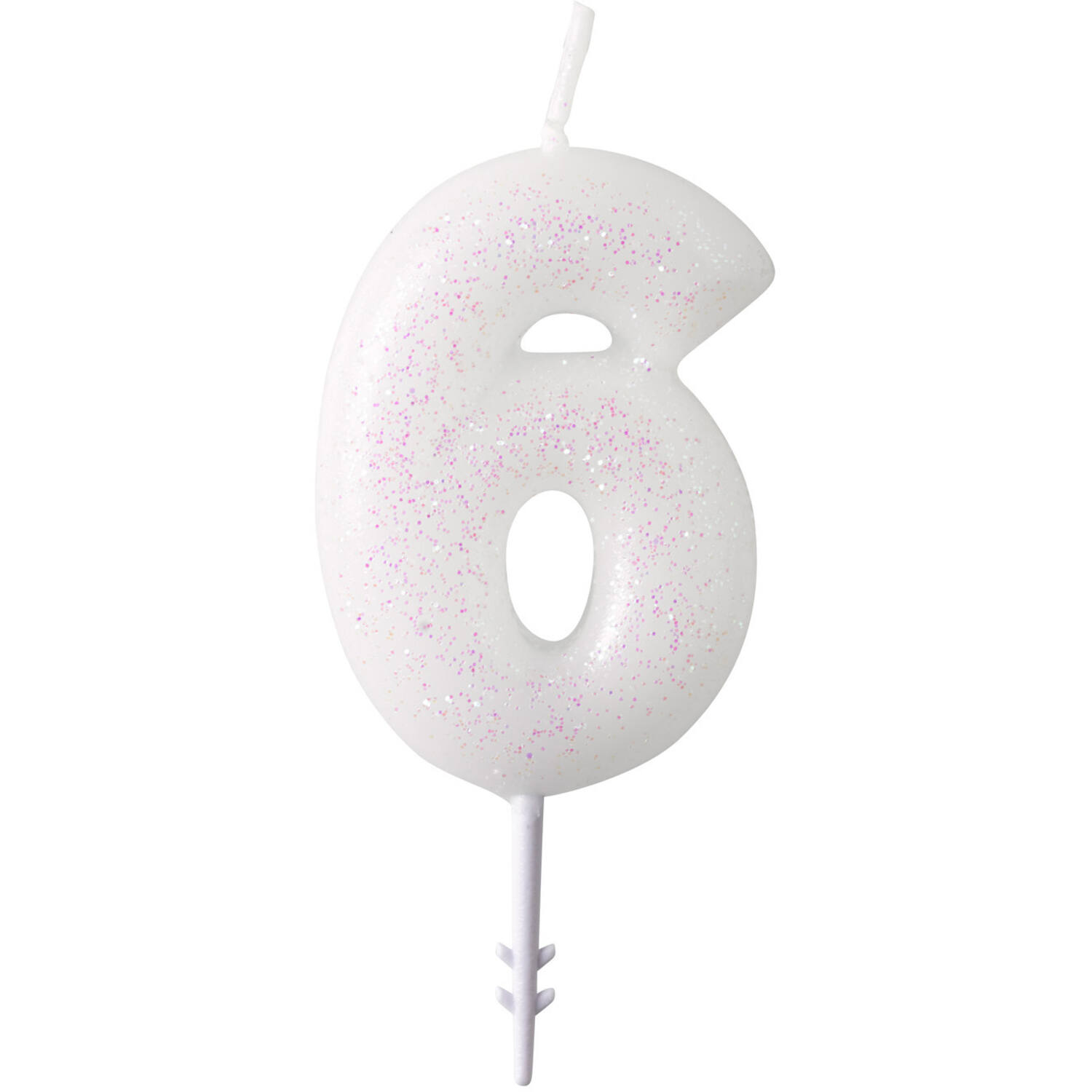 Numeral Candle 6 Glitter Height 6.5 cm