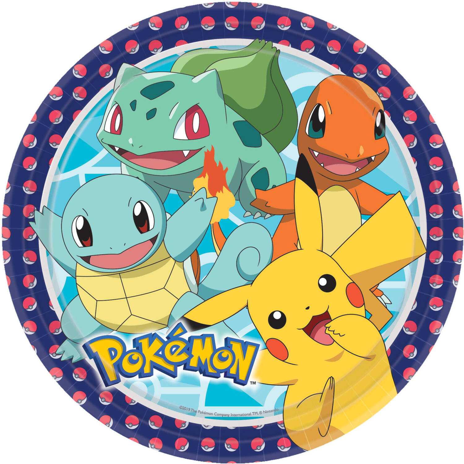 8 Plates Pokemon Round Paper 23 cm