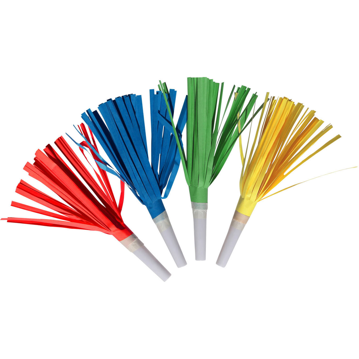 4 Blowouts with Fringes Plastic / Paper 16.5 cm