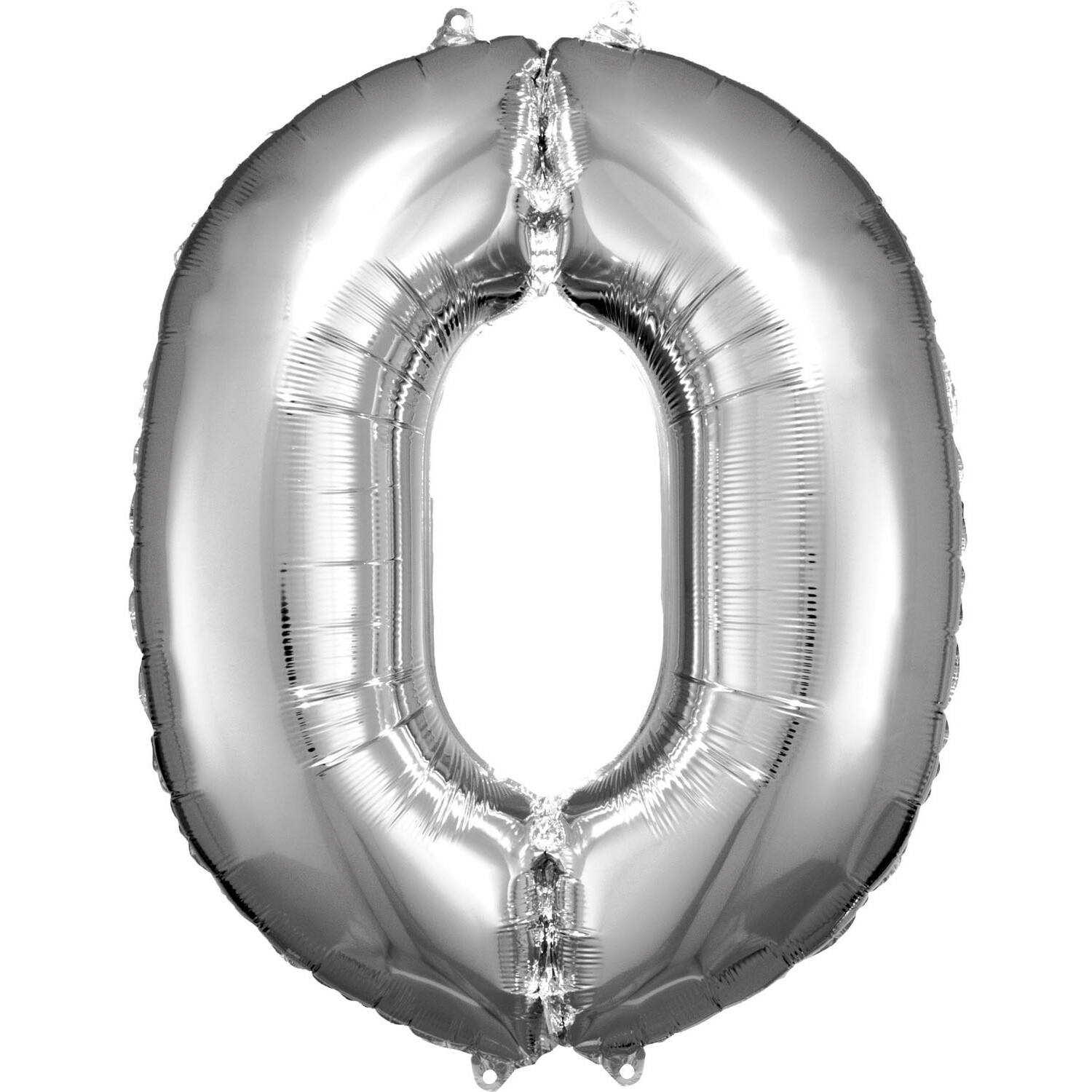 Large Number 0 Silver Foil Balloon N34 Packaged 86 cm x 70 c