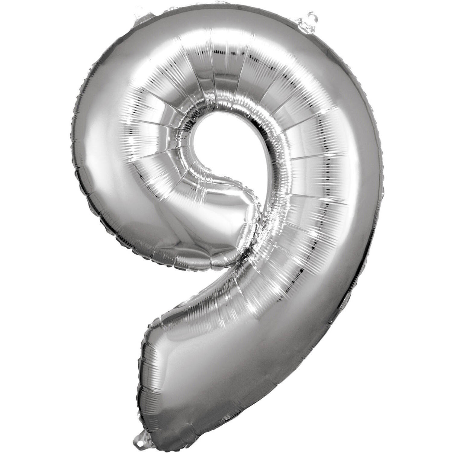 Large Number 9 Silver Foil Balloon N34 Packaged 89 cm x 60 c