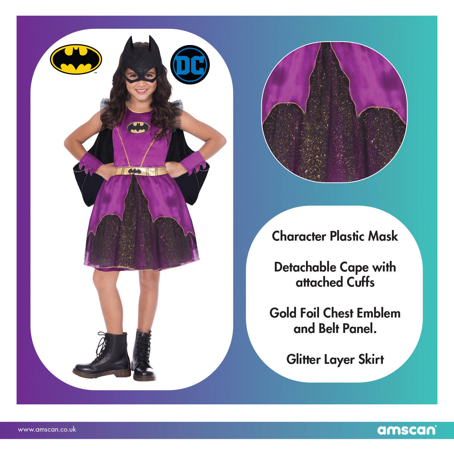 Child Costume Purple Batgirl Classic 8-10 yr