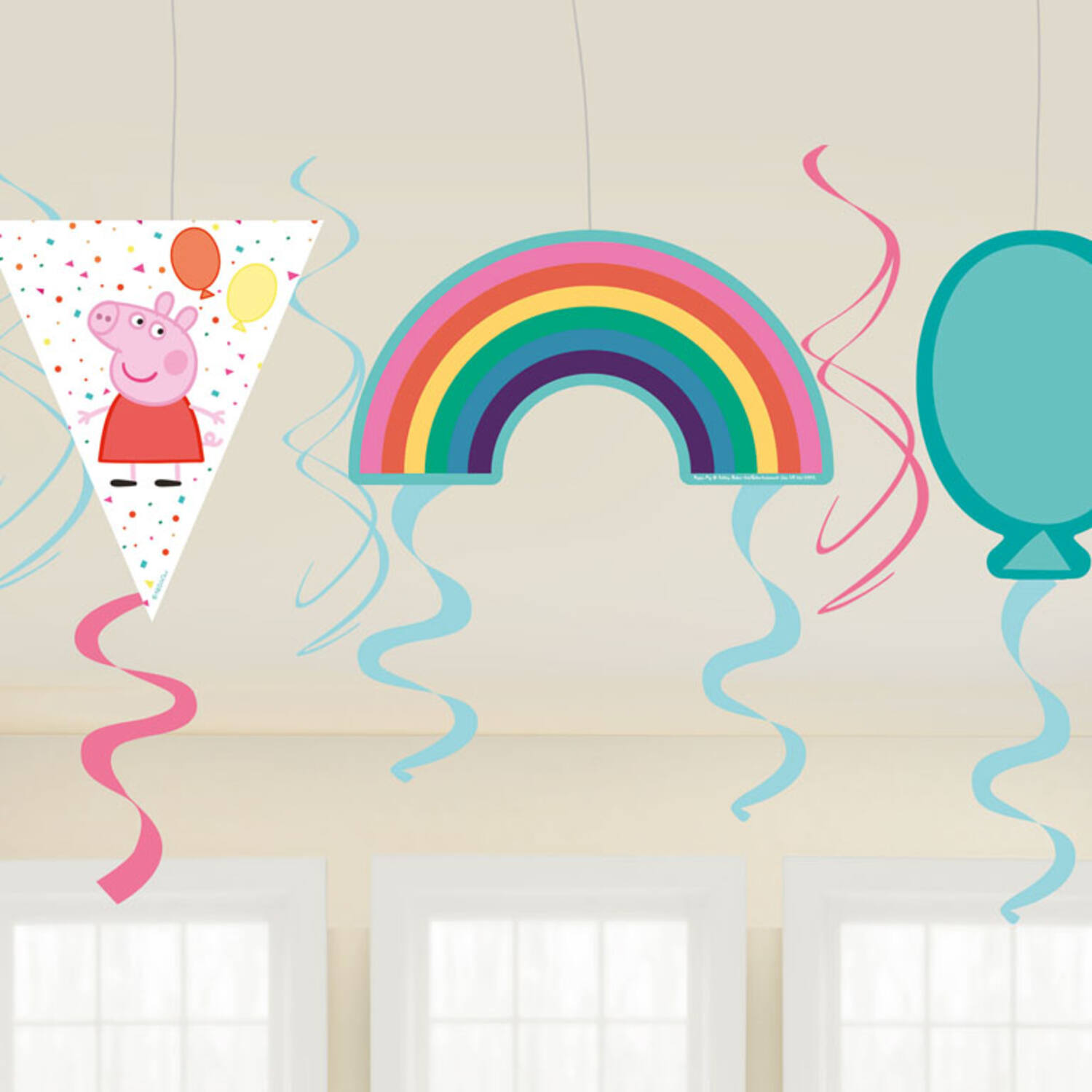 7 Swirl Decorations Peppa Pig Foil / Paper 61 cm