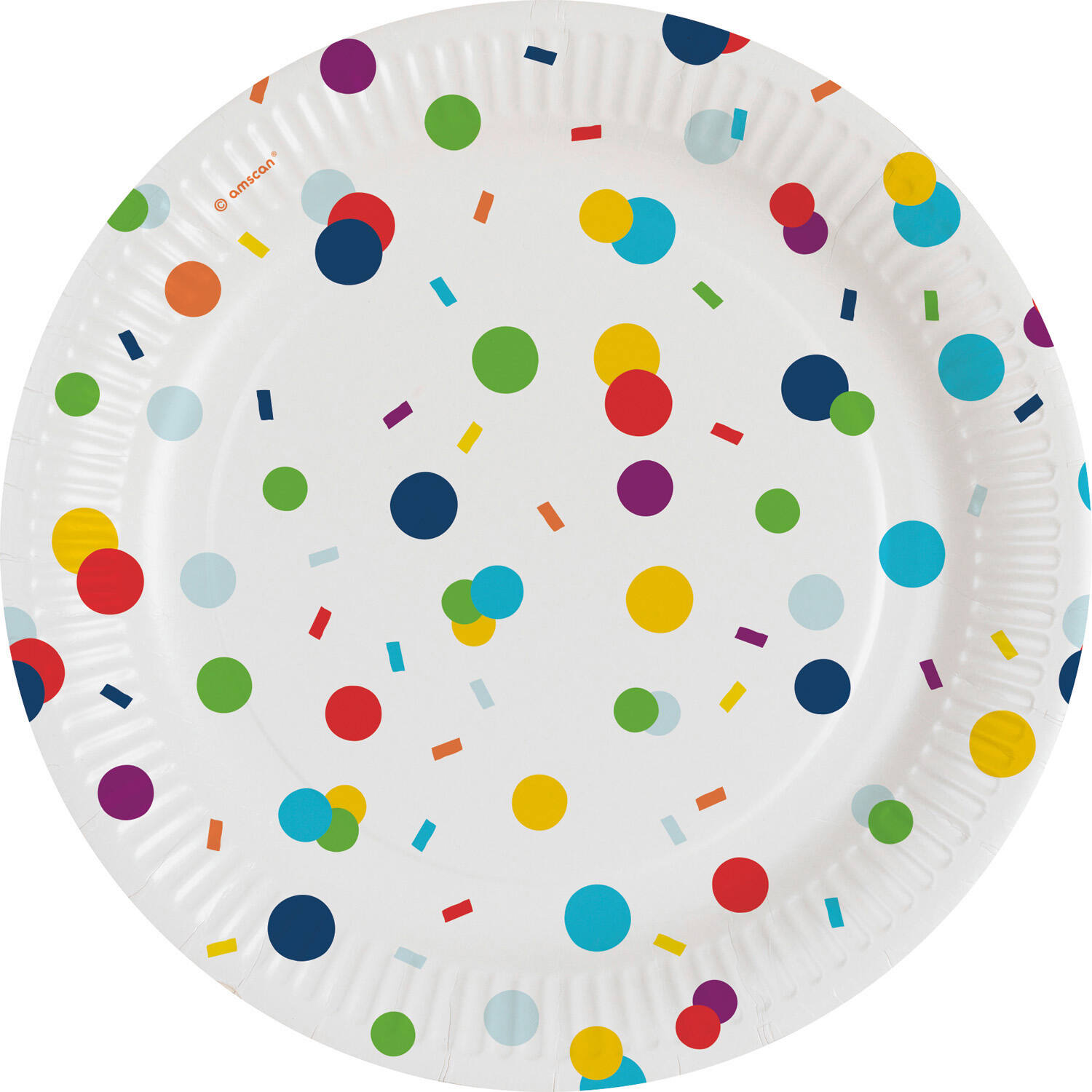 8 Plates Confetti Birthday Round Paper 18 cm