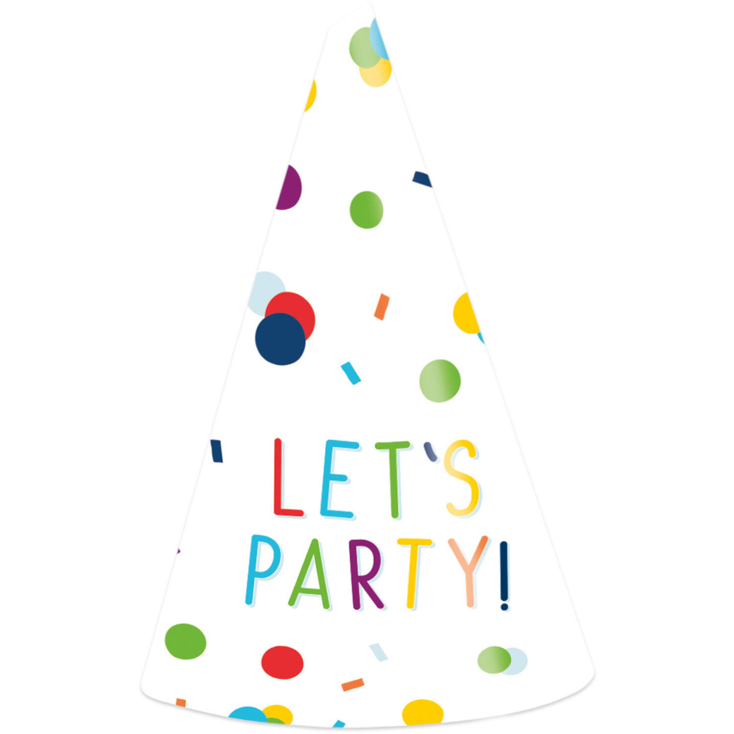 8 Party Cone Hats Confetti Birthday Paper Height 16 cm